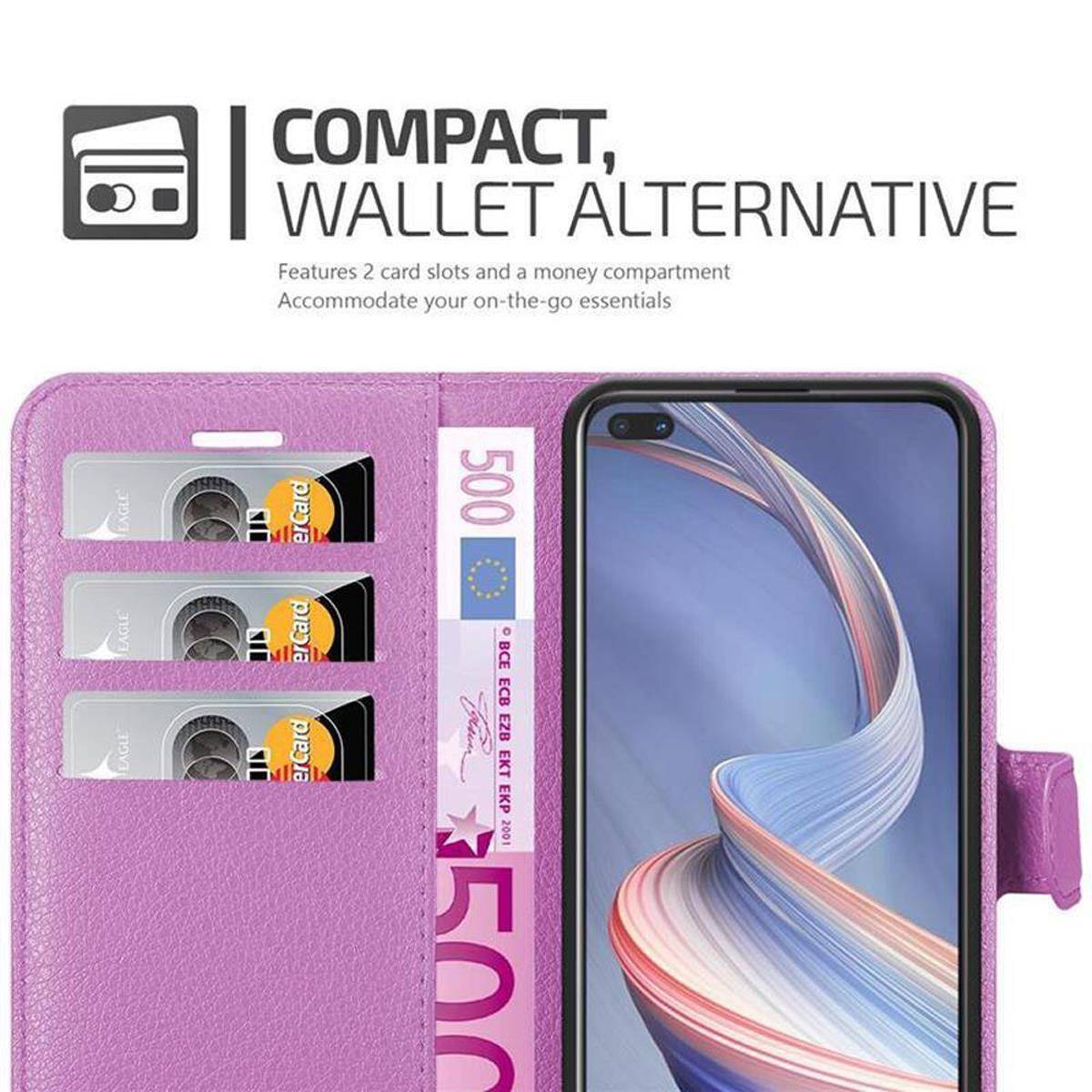 Cadorabo Hülle für Oppo A92s Schutz Hülle in Lila Handyhülle Etui Case Cover Magnetverschluss