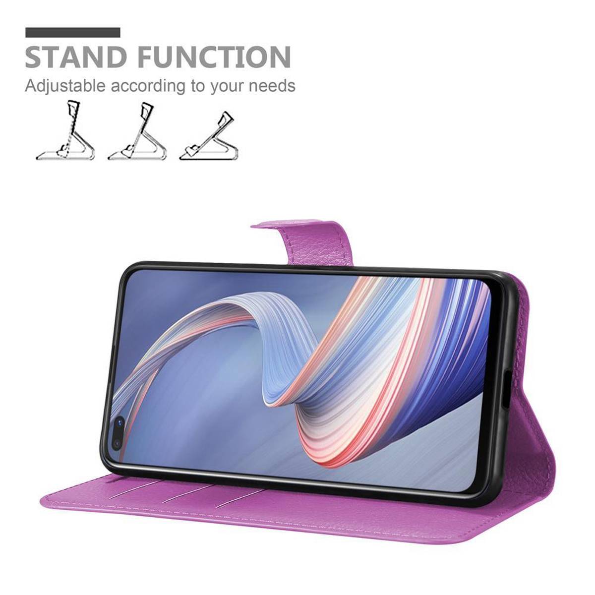 Cadorabo Hülle für Oppo A92s Schutz Hülle in Lila Handyhülle Etui Case Cover Magnetverschluss