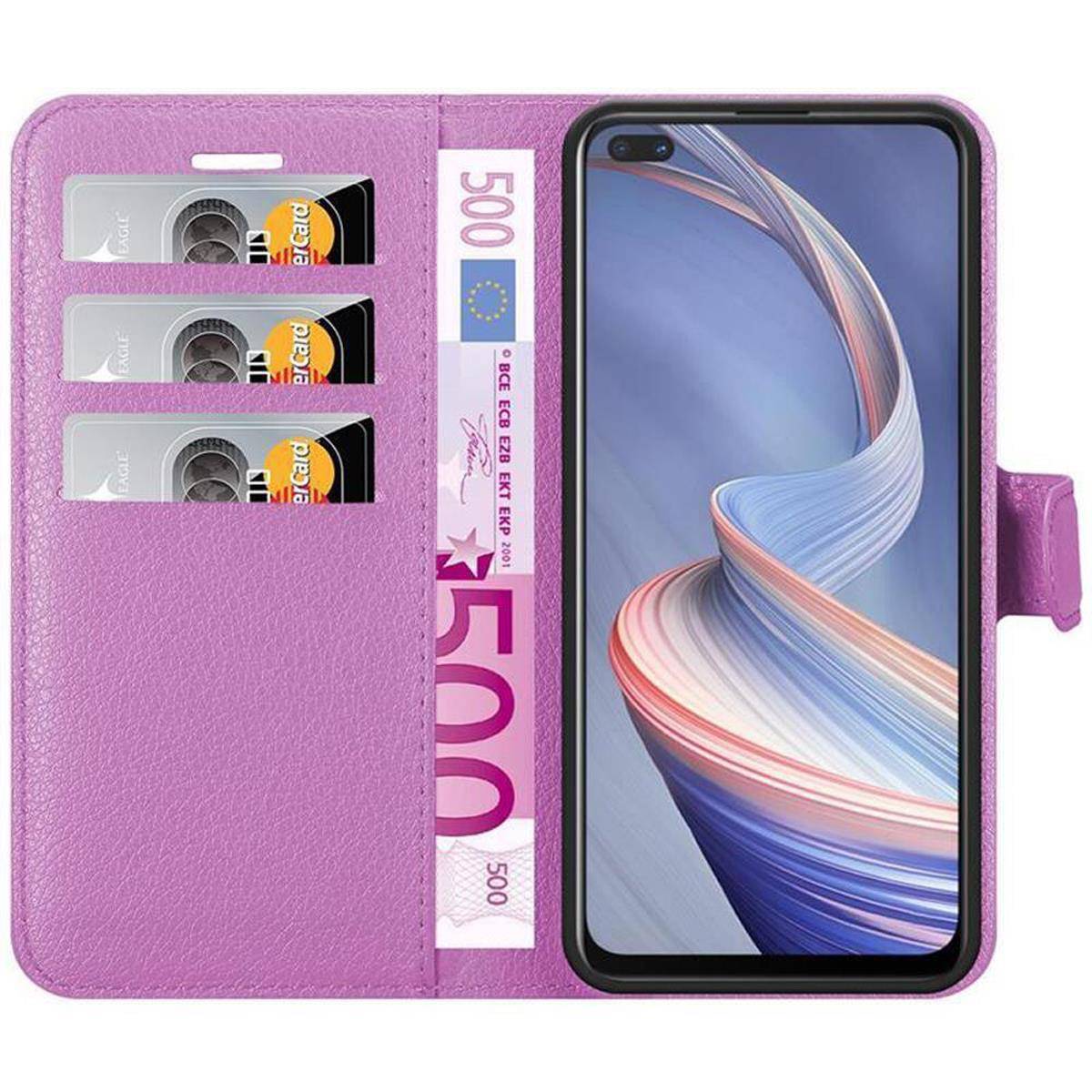 Cadorabo Hülle für Oppo A92s Schutz Hülle in Lila Handyhülle Etui Case Cover Magnetverschluss