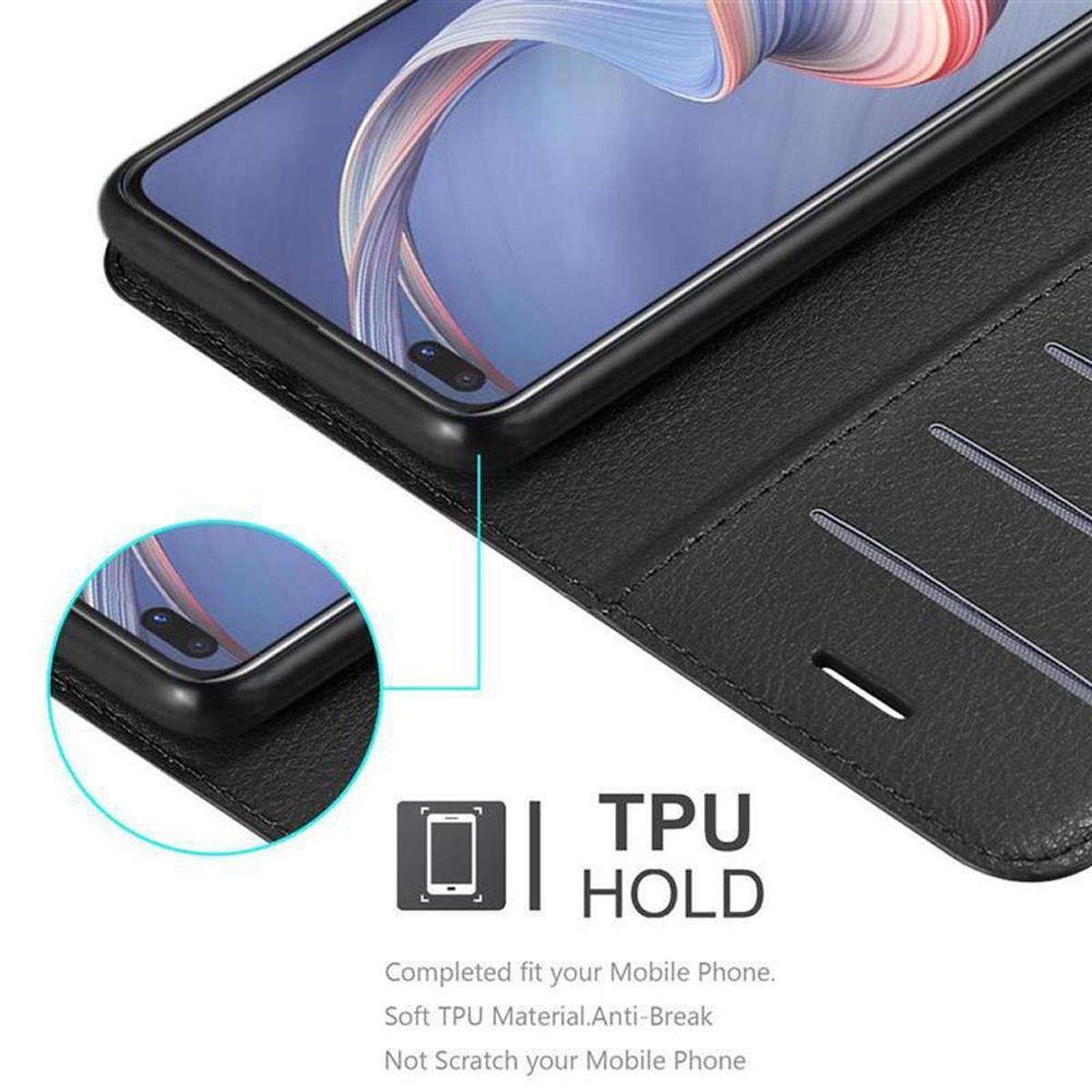 Cadorabo Hülle für Oppo A92s Schutz Hülle in Schwarz Handyhülle Etui Case Cover Magnetverschluss