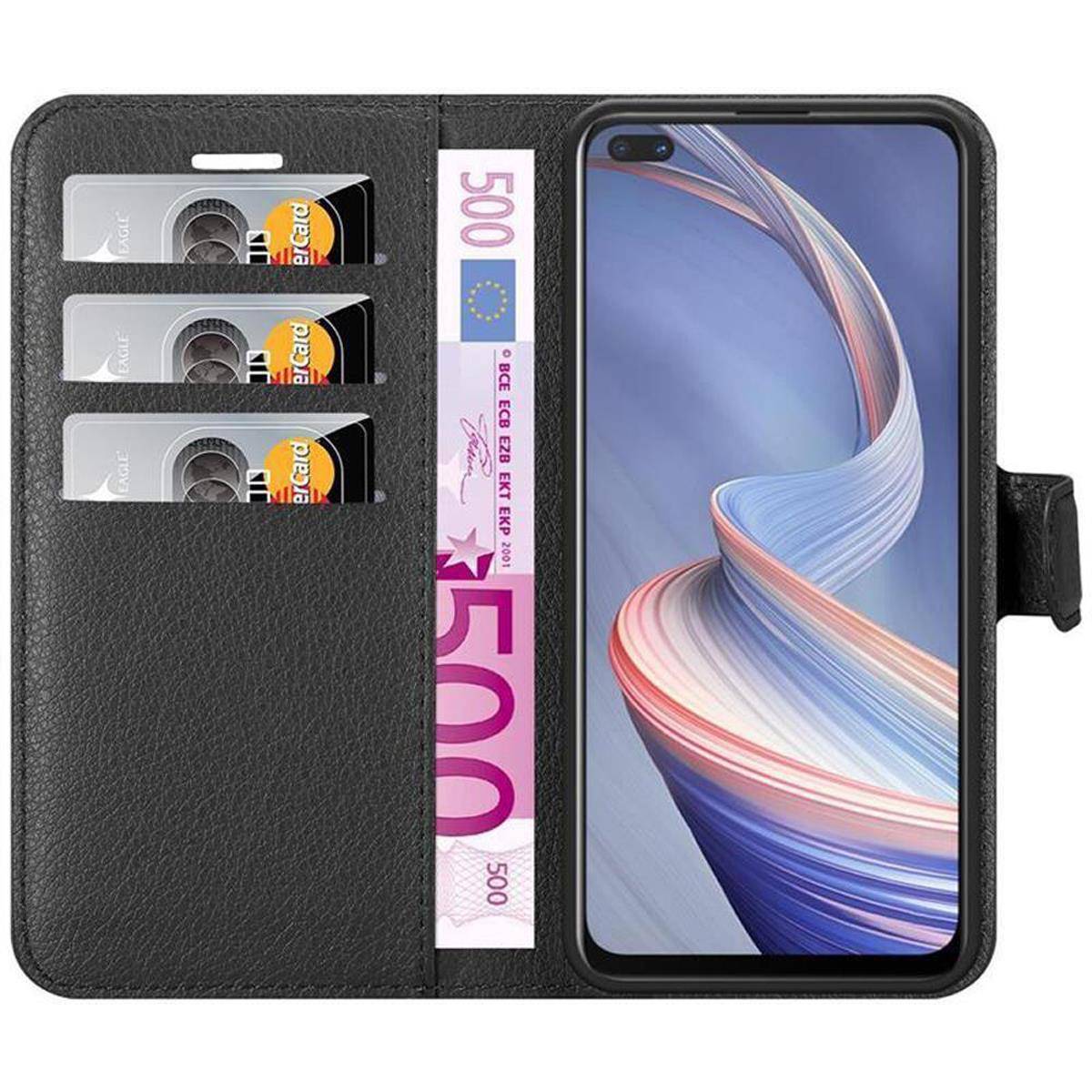 Cadorabo Hülle für Oppo A92s Schutz Hülle in Schwarz Handyhülle Etui Case Cover Magnetverschluss