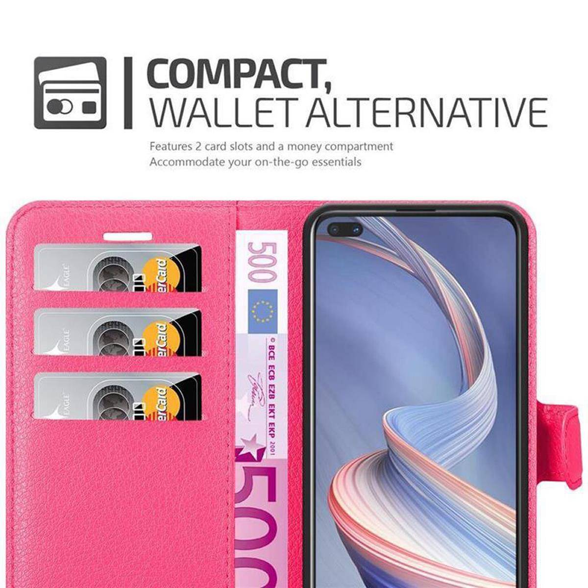 Cadorabo Hülle für Oppo A92s Schutz Hülle in Pink Handyhülle Etui Case Cover Magnetverschluss