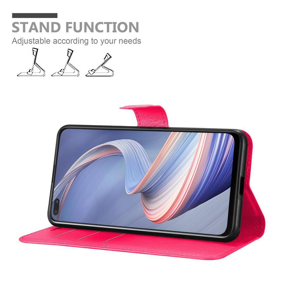 Cadorabo Hülle für Oppo A92s Schutz Hülle in Pink Handyhülle Etui Case Cover Magnetverschluss