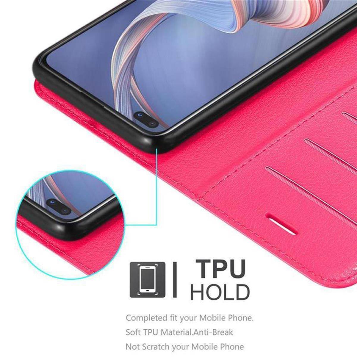 Cadorabo Hülle für Oppo A92s Schutz Hülle in Pink Handyhülle Etui Case Cover Magnetverschluss