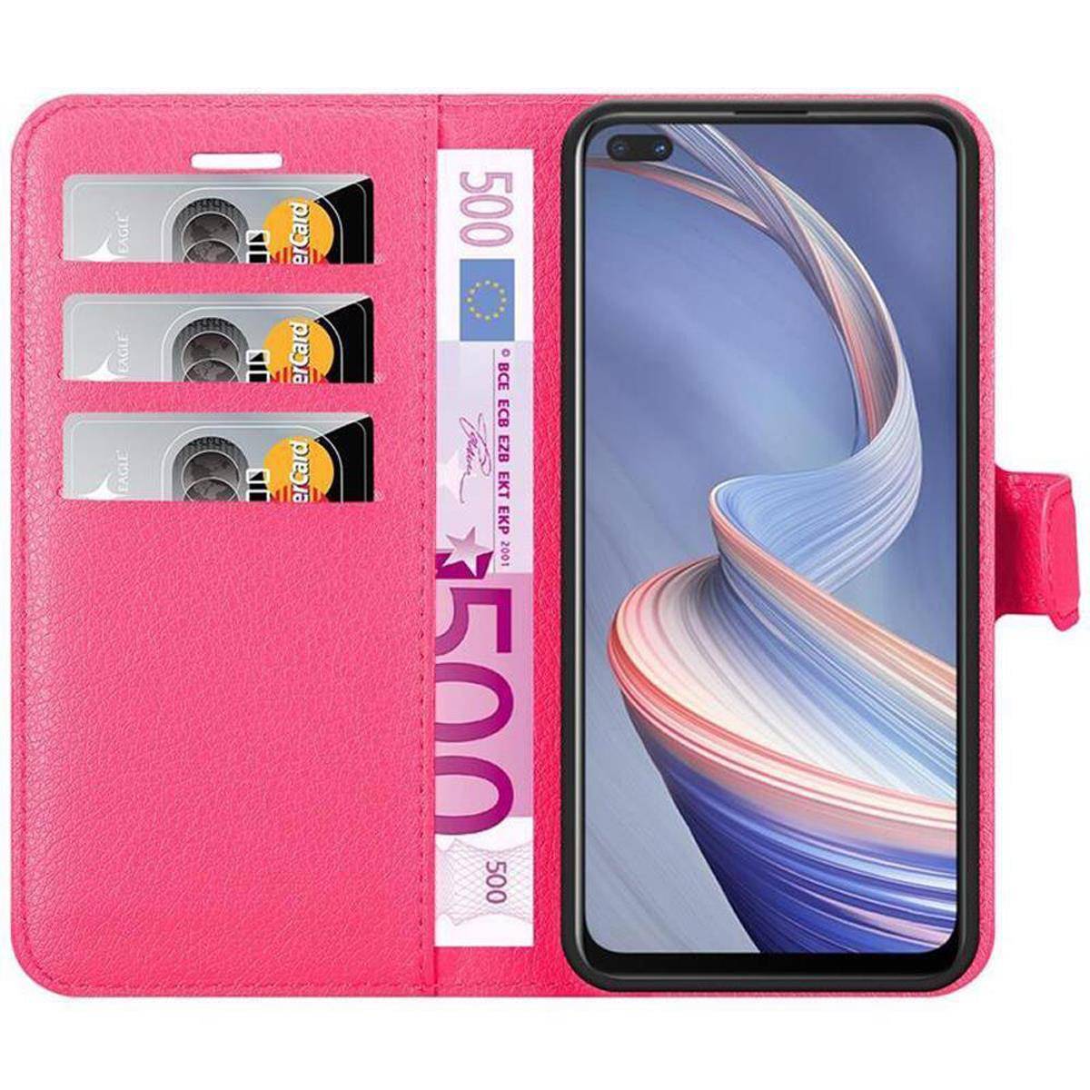 Cadorabo Hülle für Oppo A92s Schutz Hülle in Pink Handyhülle Etui Case Cover Magnetverschluss