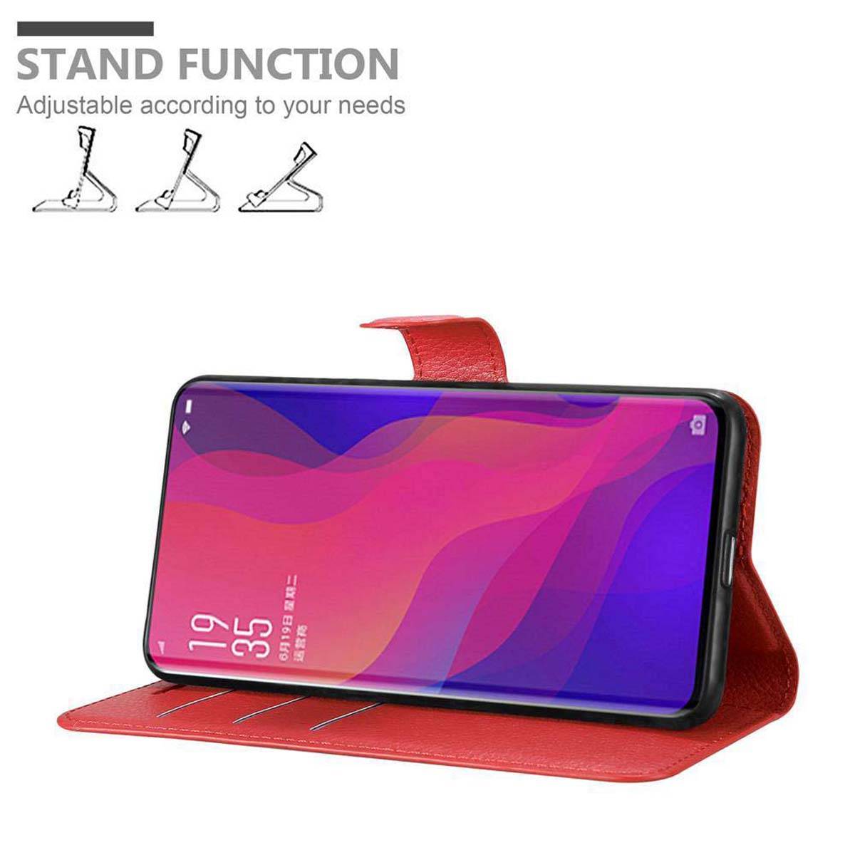 Cadorabo Hülle für Oppo FIND X Schutz Hülle in Rot Handyhülle Etui Case Cover Magnetverschluss