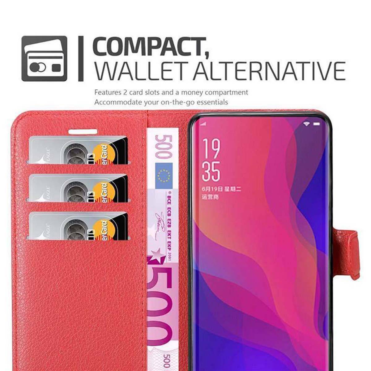 Cadorabo Hülle für Oppo FIND X Schutz Hülle in Rot Handyhülle Etui Case Cover Magnetverschluss