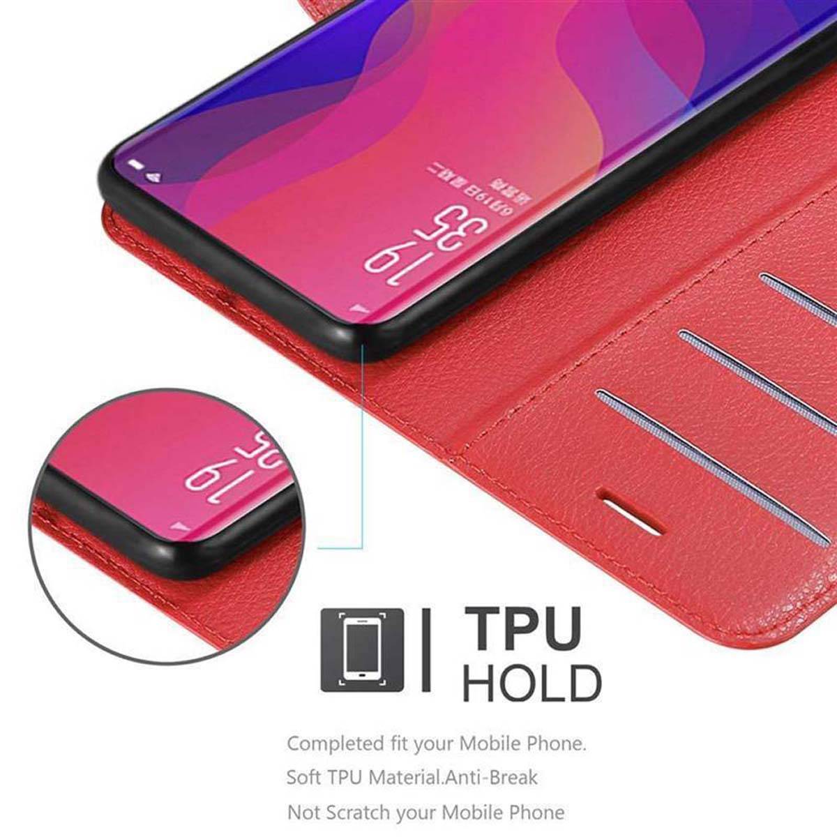 Cadorabo Hülle für Oppo FIND X Schutz Hülle in Rot Handyhülle Etui Case Cover Magnetverschluss