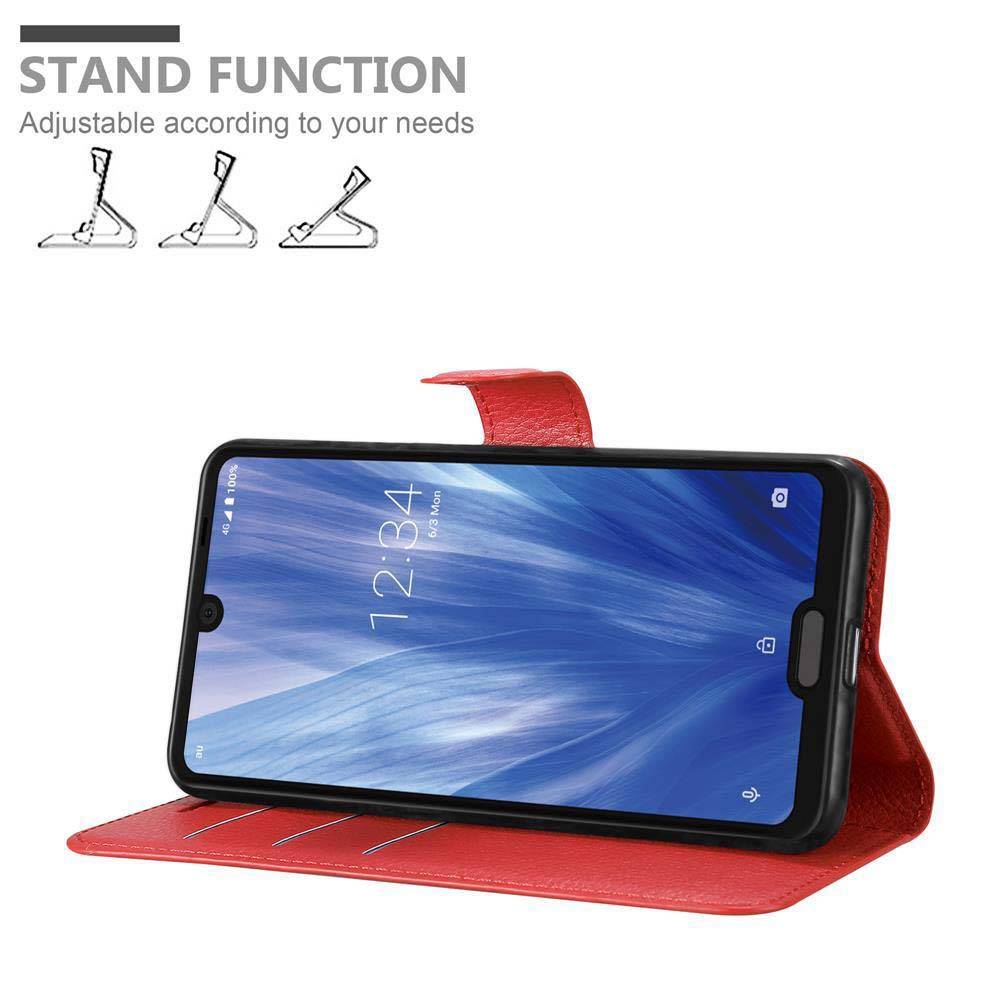 Cadorabo Hülle für Sharp Aquos R3 Schutz Hülle in Rot Handyhülle Etui Case Cover Magnetverschluss