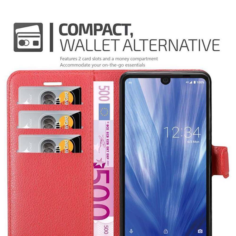 Cadorabo Hülle für Sharp Aquos R3 Schutz Hülle in Rot Handyhülle Etui Case Cover Magnetverschluss