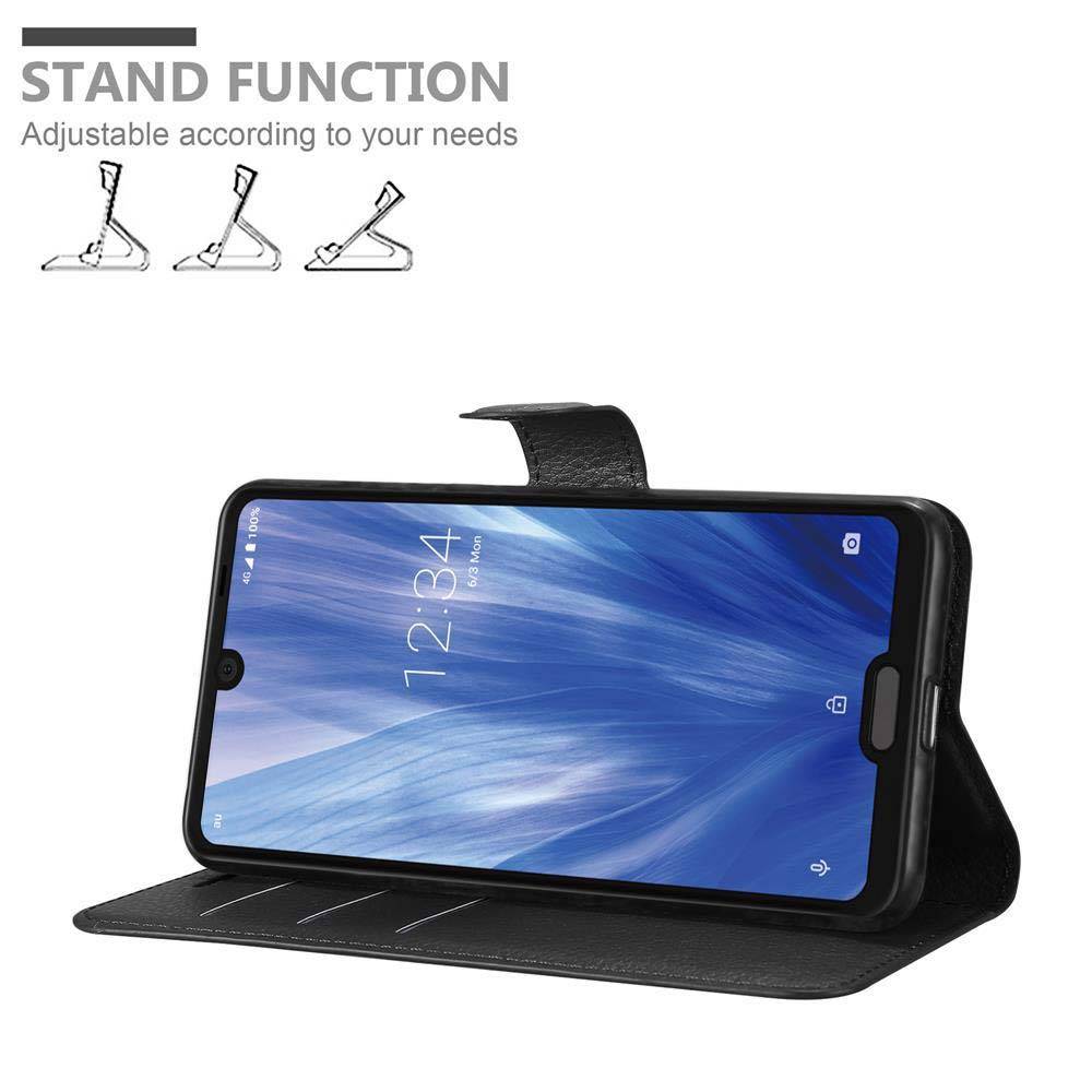 Cadorabo Hülle für Sharp Aquos R3 Schutz Hülle in Schwarz Handyhülle Etui Case Cover Magnetverschluss
