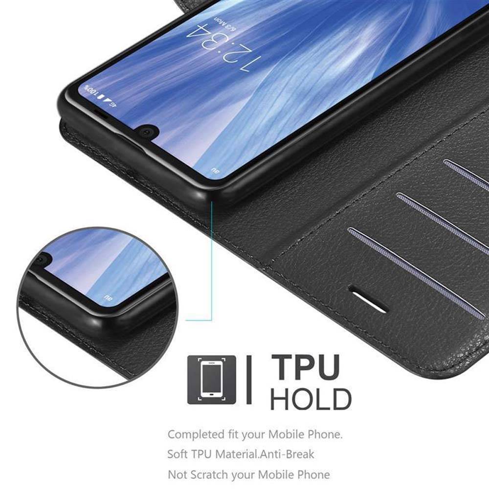 Cadorabo Hülle für Sharp Aquos R3 Schutz Hülle in Schwarz Handyhülle Etui Case Cover Magnetverschluss