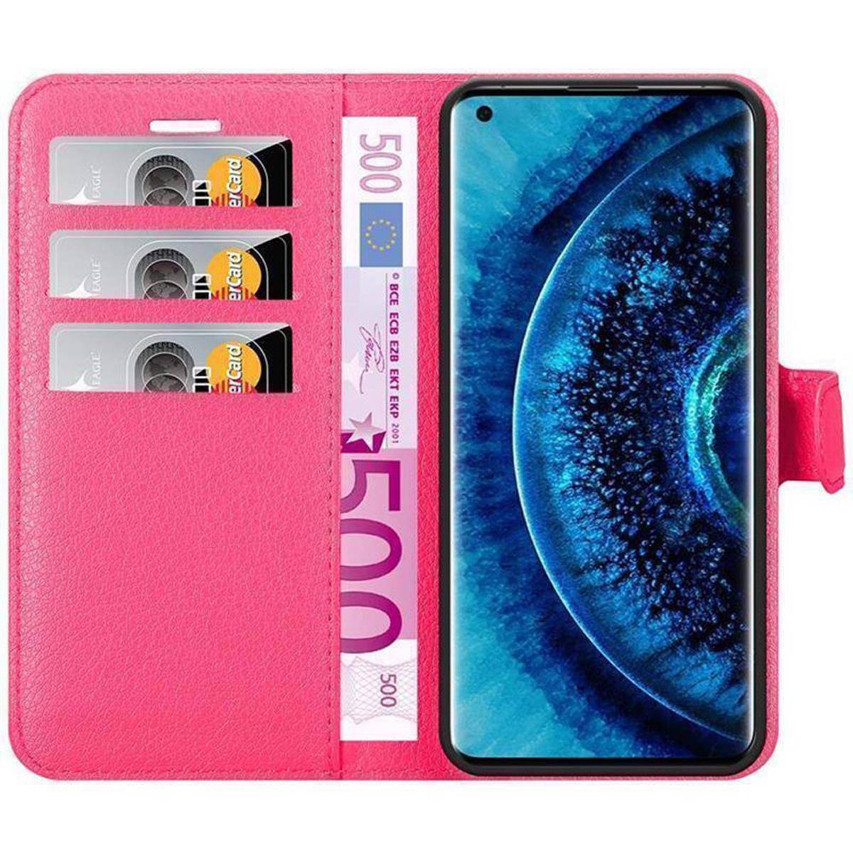 Cadorabo Hülle für Oppo FIND X2 Schutz Hülle in Pink Handyhülle Etui Case Cover Magnetverschluss
