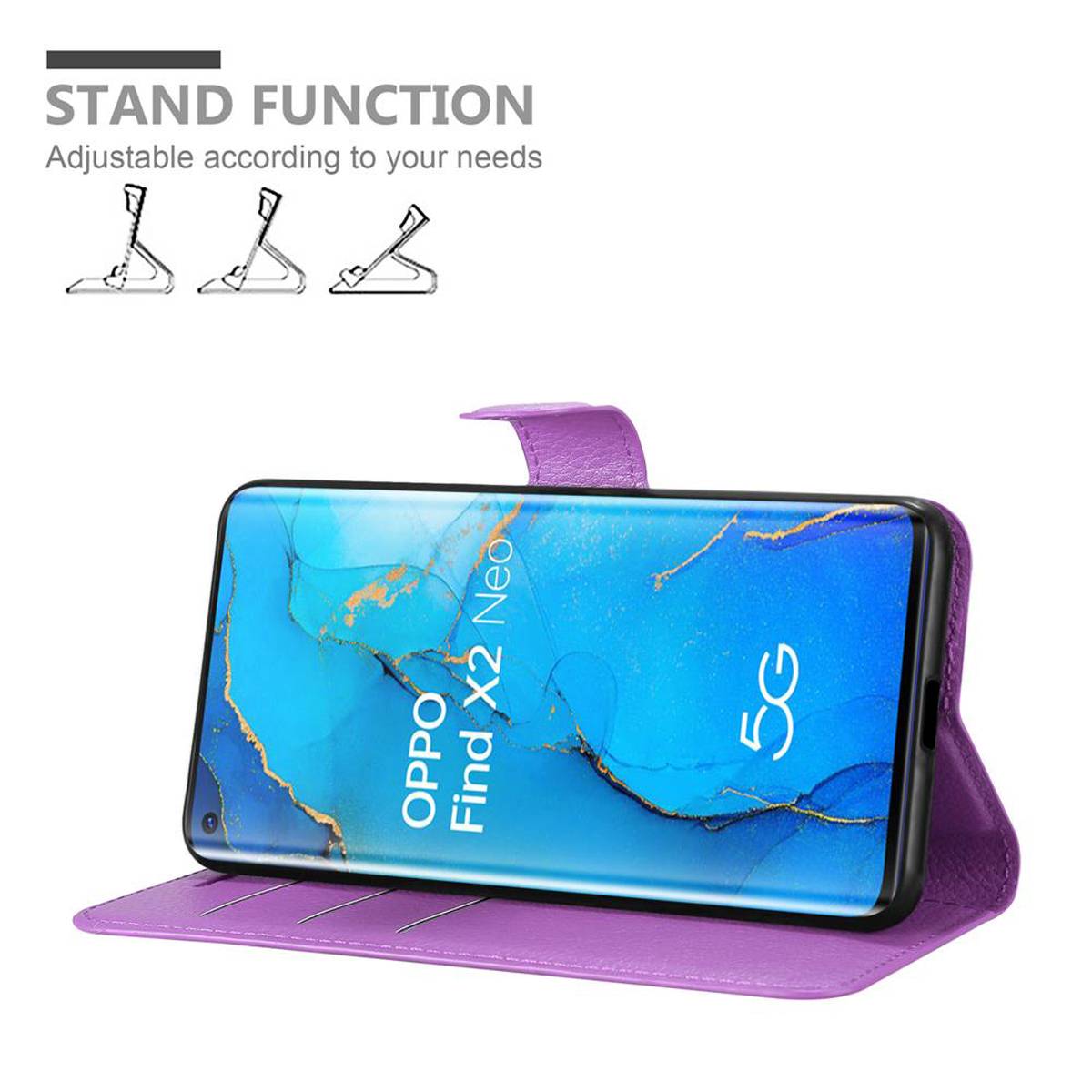 Cadorabo Hülle für Oppo FIND X2 NEO Schutz Hülle in Lila Handyhülle Etui Case Cover Magnetverschluss