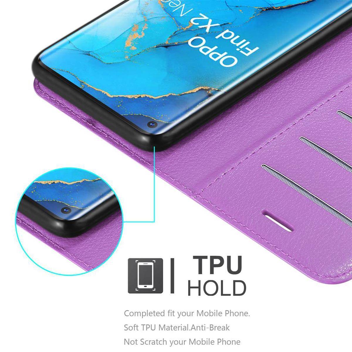 Cadorabo Hülle für Oppo FIND X2 NEO Schutz Hülle in Lila Handyhülle Etui Case Cover Magnetverschluss