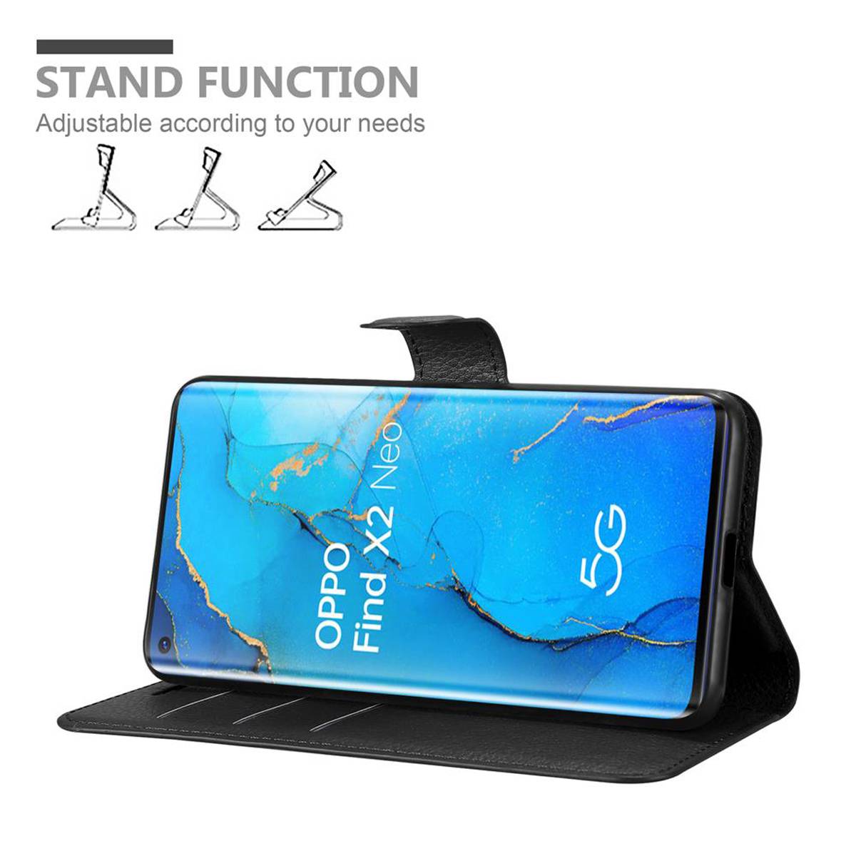 Cadorabo Hülle für Oppo FIND X2 NEO Schutz Hülle in Schwarz Handyhülle Etui Case Cover Magnetverschluss