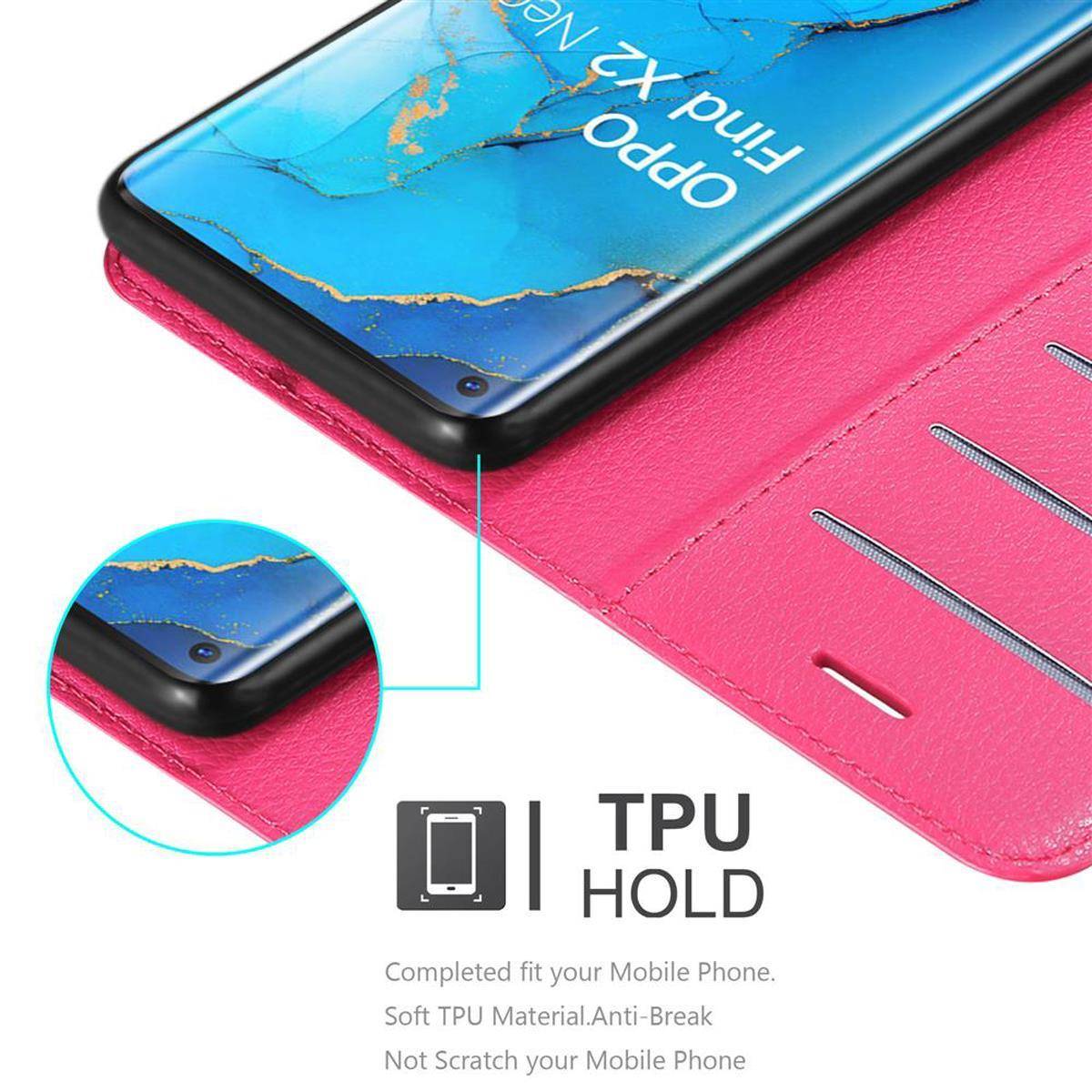 Cadorabo Hülle für Oppo FIND X2 NEO Schutz Hülle in Pink Handyhülle Etui Case Cover Magnetverschluss