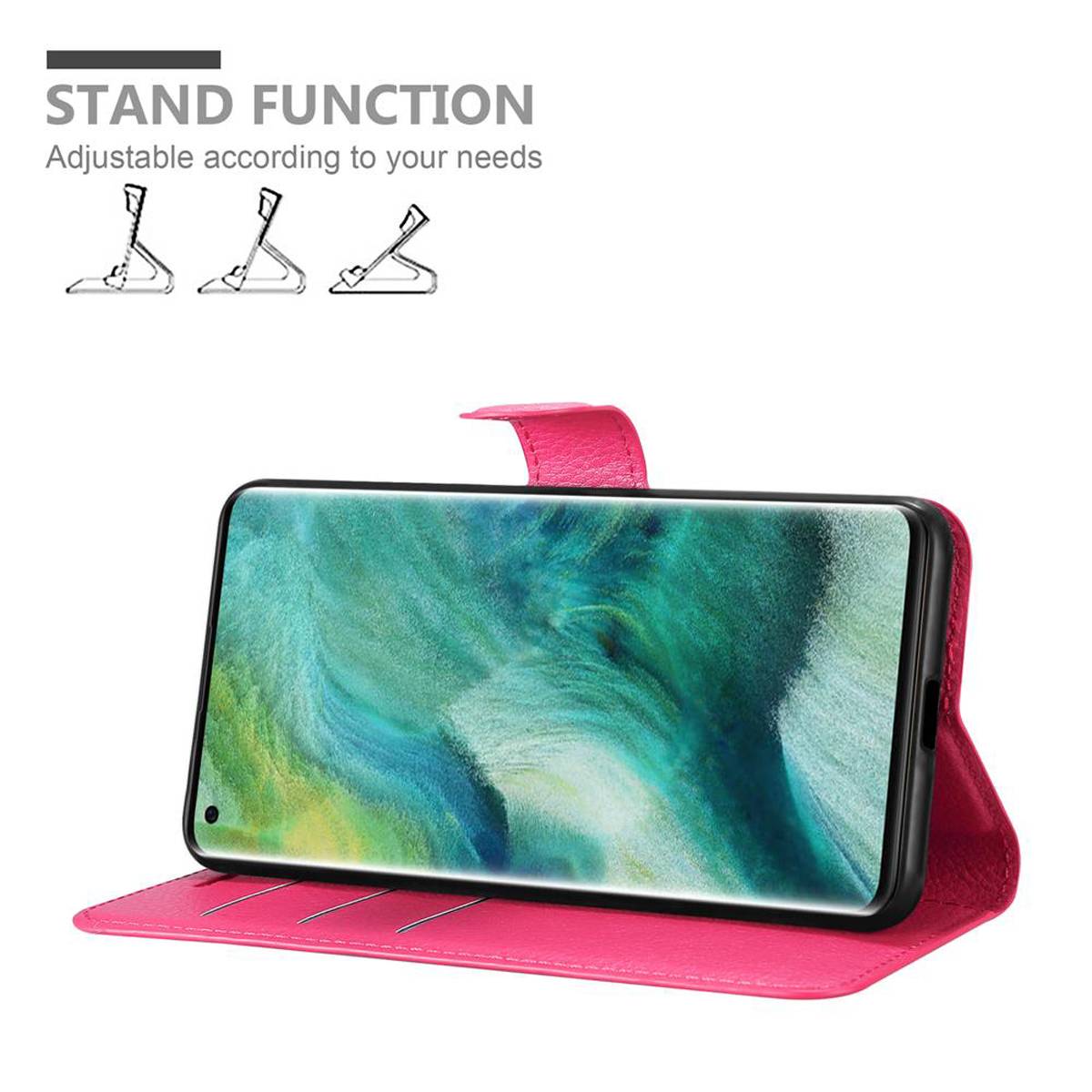 Cadorabo Hülle für Oppo FIND X2 PRO Schutz Hülle in Pink Handyhülle Etui Case Cover Magnetverschluss