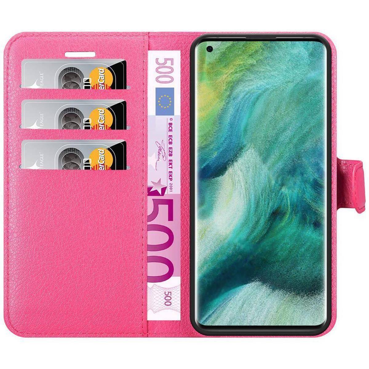 Cadorabo Hülle für Oppo FIND X2 PRO Schutz Hülle in Pink Handyhülle Etui Case Cover Magnetverschluss