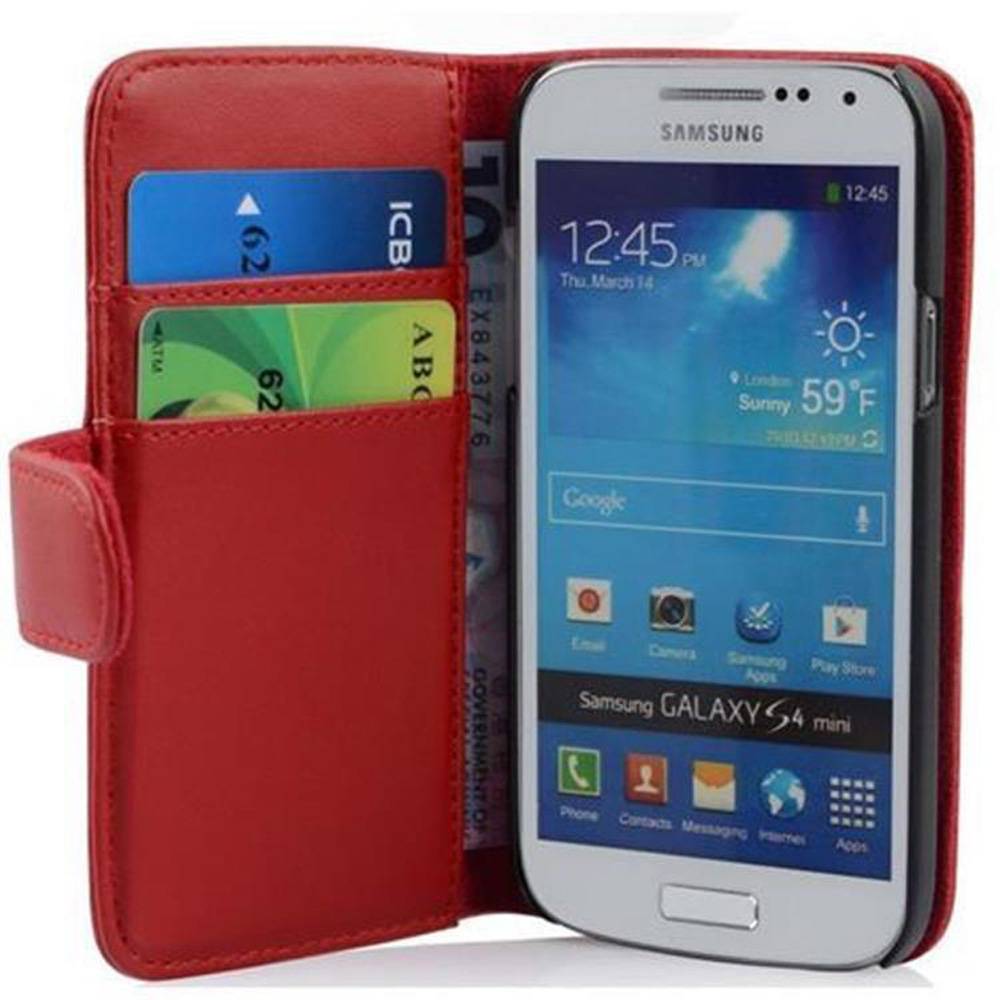 Cadorabo Hülle für Samsung Galaxy S4 MINI Schutz Hülle in Rot Handy Schutzhülle Book Case Etui Cover