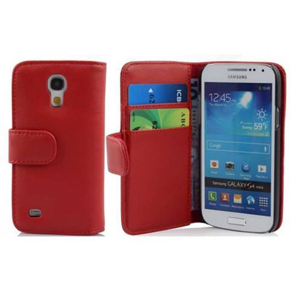 Cadorabo Hülle für Samsung Galaxy S4 MINI Schutz Hülle in Rot Handy Schutzhülle Book Case Etui Cover