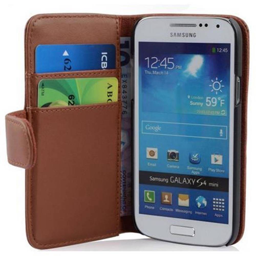 Cadorabo Hülle für Samsung Galaxy S4 MINI Schutz Hülle in Braun Handy Schutzhülle Book Case Etui Cover