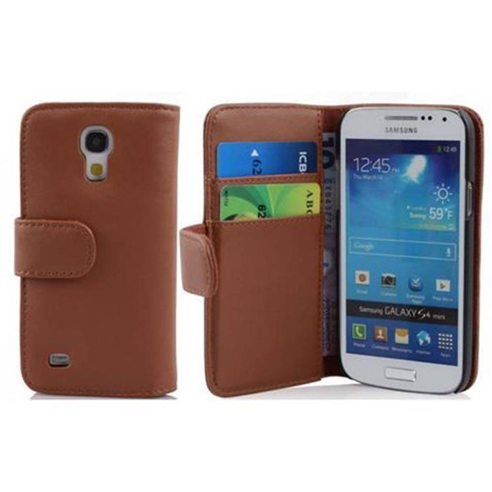 Cadorabo Hülle für Samsung Galaxy S4 MINI Schutz Hülle in Braun Handy Schutzhülle Book Case Etui Cover