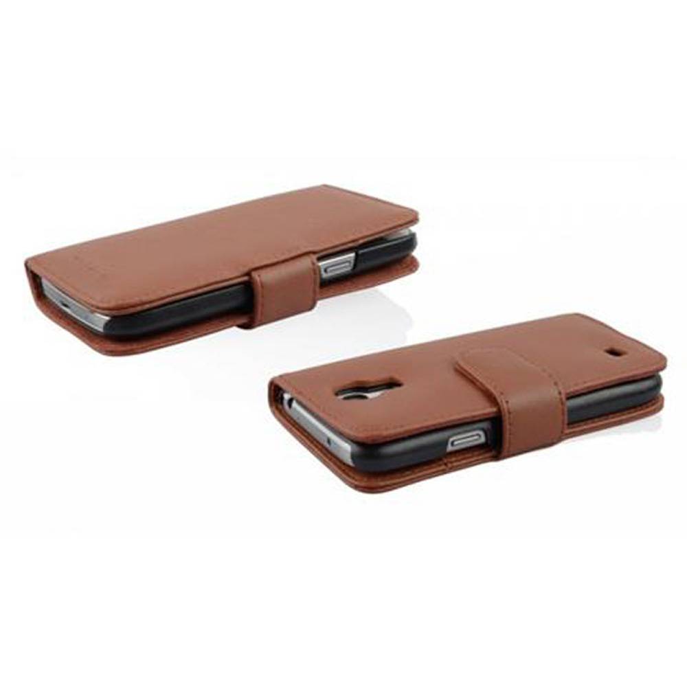 Cadorabo Hülle für Samsung Galaxy S4 MINI Schutz Hülle in Braun Handy Schutzhülle Book Case Etui Cover