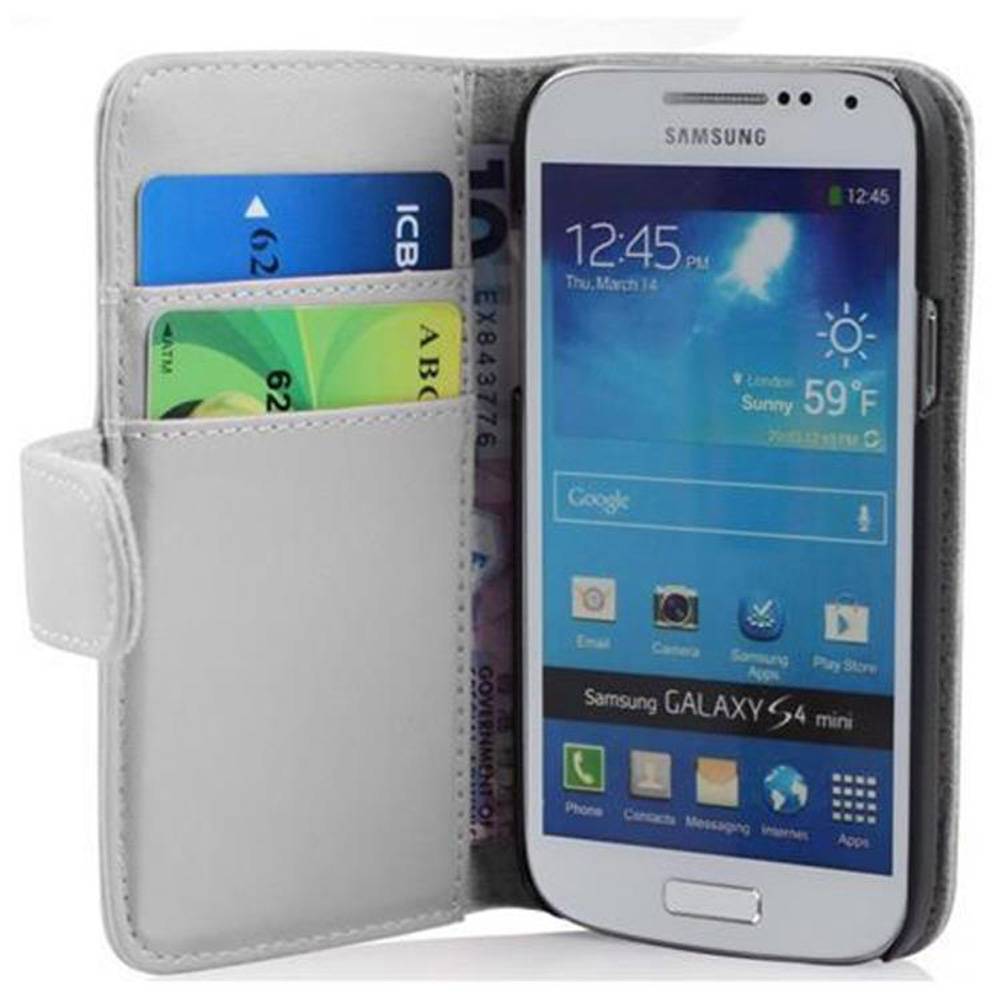 Cadorabo Hülle für Samsung Galaxy S4 MINI Schutz Hülle in Weiß Handy Schutzhülle Book Case Etui Cover