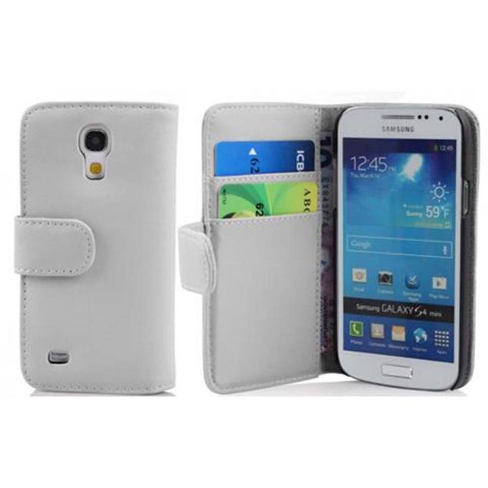 Cadorabo Hülle für Samsung Galaxy S4 MINI Schutz Hülle in Weiß Handy Schutzhülle Book Case Etui Cover