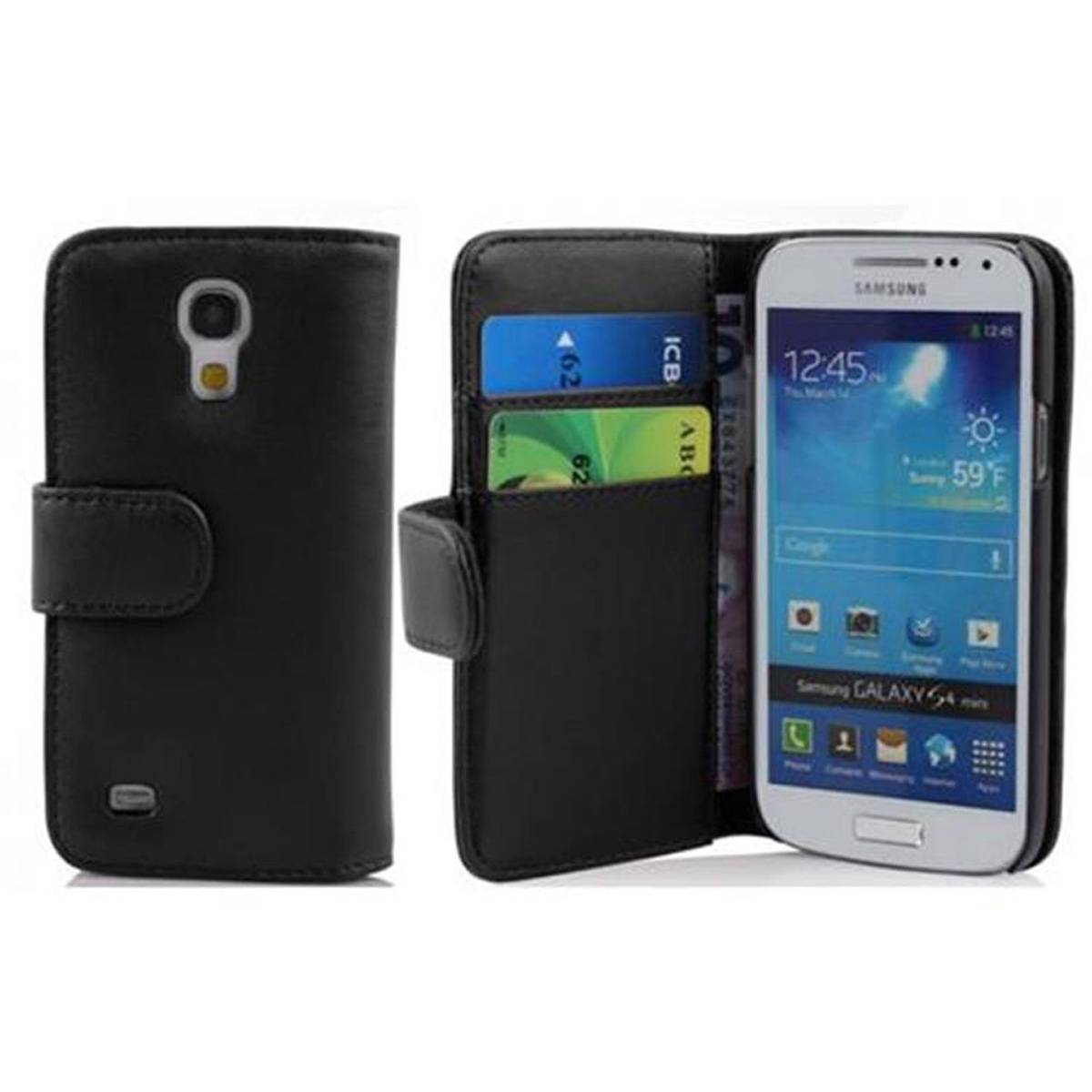 Cadorabo Hülle für Samsung Galaxy S4 MINI Schutz Hülle in Schwarz Handy Schutzhülle Book Case Etui Cover