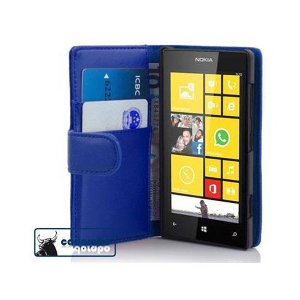 Cadorabo Handy Hülle für Nokia Lumia 520 Hülle in BRILLANT BLAU , Schutzhülle Tasche case cover mit Kartenfach im glatten Design