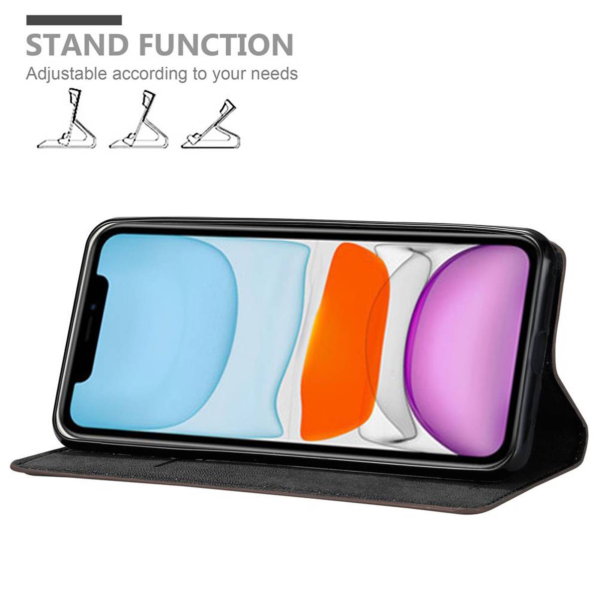 Cadorabo Hülle für Apple iPhone 12 MINI Schutz Hülle in Braun Handyhülle Etui Case Cover Magnetverschluss