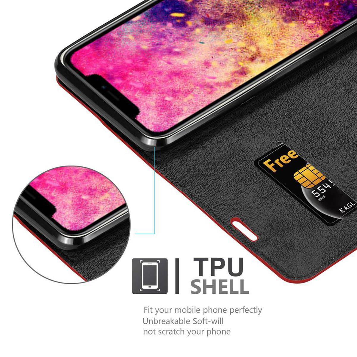 Cadorabo Hülle für Apple iPhone 12 / 12 PRO Schutz Hülle in Rot Handyhülle Etui Case Cover Magnetverschluss