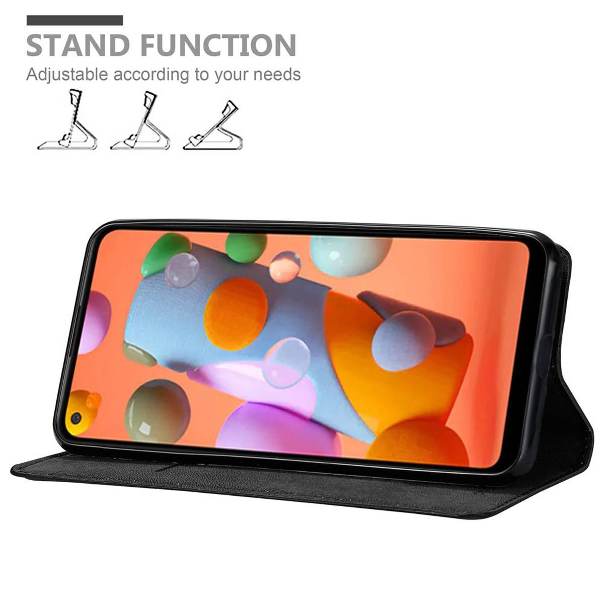 Cadorabo Hülle für Samsung Galaxy A11 / M11 Schutz Hülle in Schwarz Handyhülle Etui Case Cover Magnetverschluss