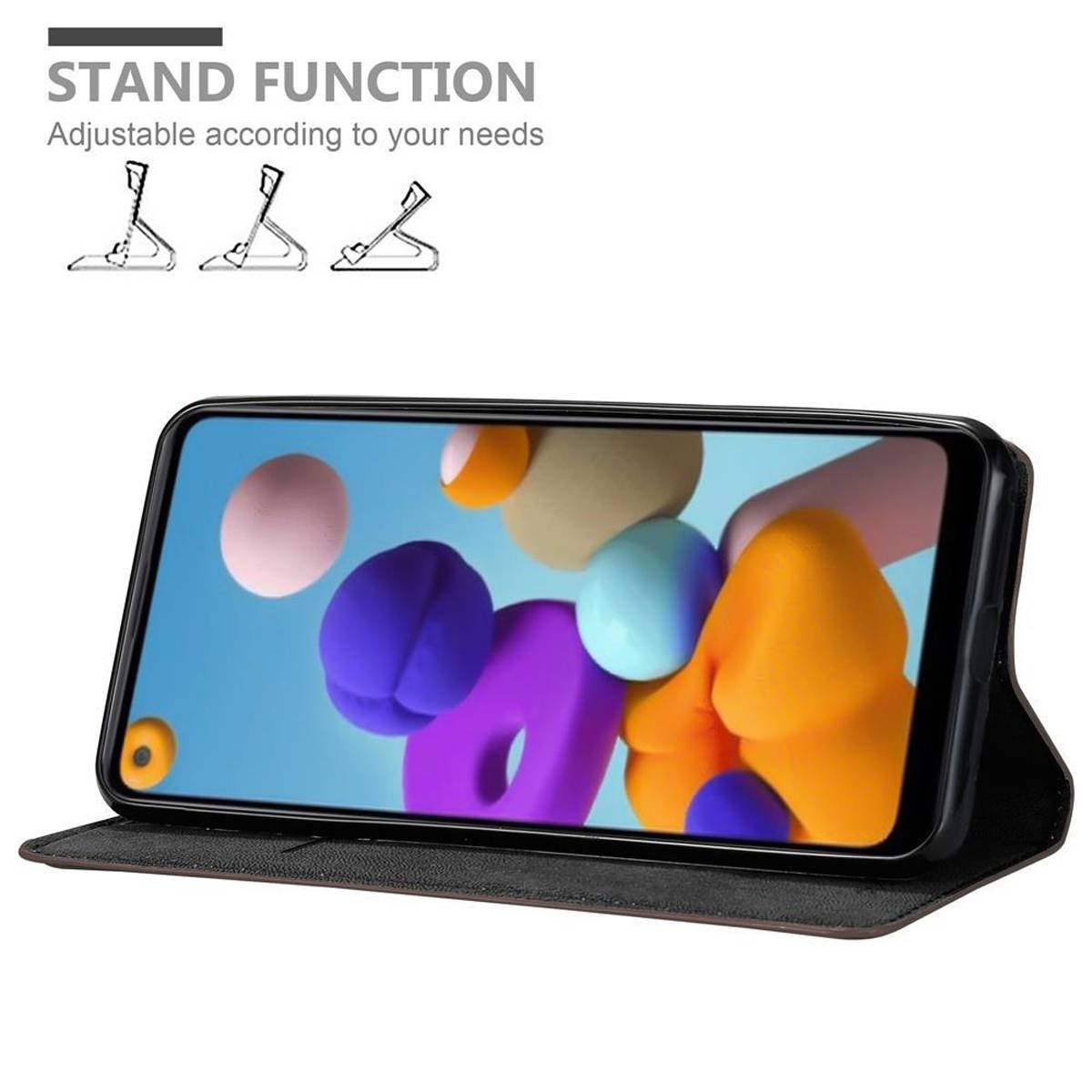 Cadorabo Hülle für Samsung Galaxy A21 Schutz Hülle in Braun Handyhülle Etui Case Cover Magnetverschluss