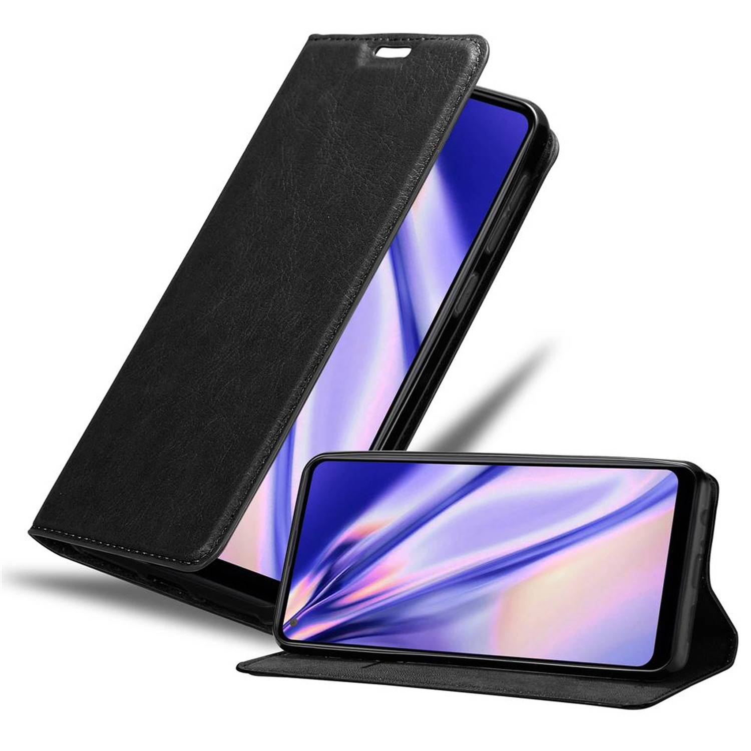 Cadorabo Hülle für Samsung Galaxy A21 Schutz Hülle in Schwarz Handyhülle Etui Case Cover Magnetverschluss