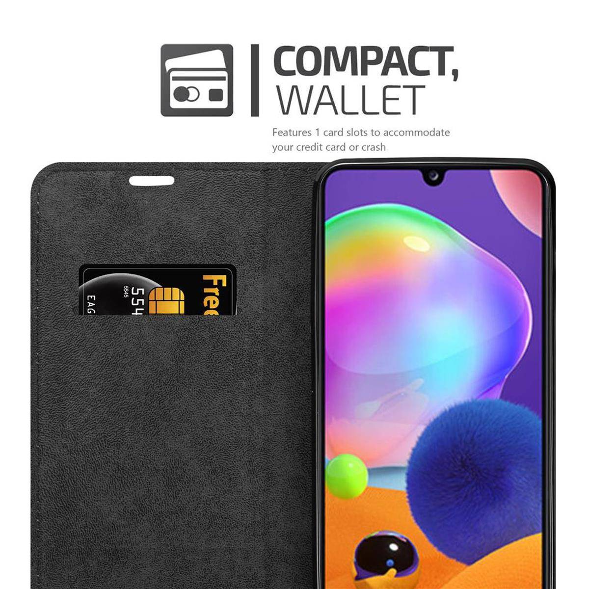 Cadorabo Hülle für Samsung Galaxy A31 Schutz Hülle in Rot Handyhülle Etui Case Cover Magnetverschluss