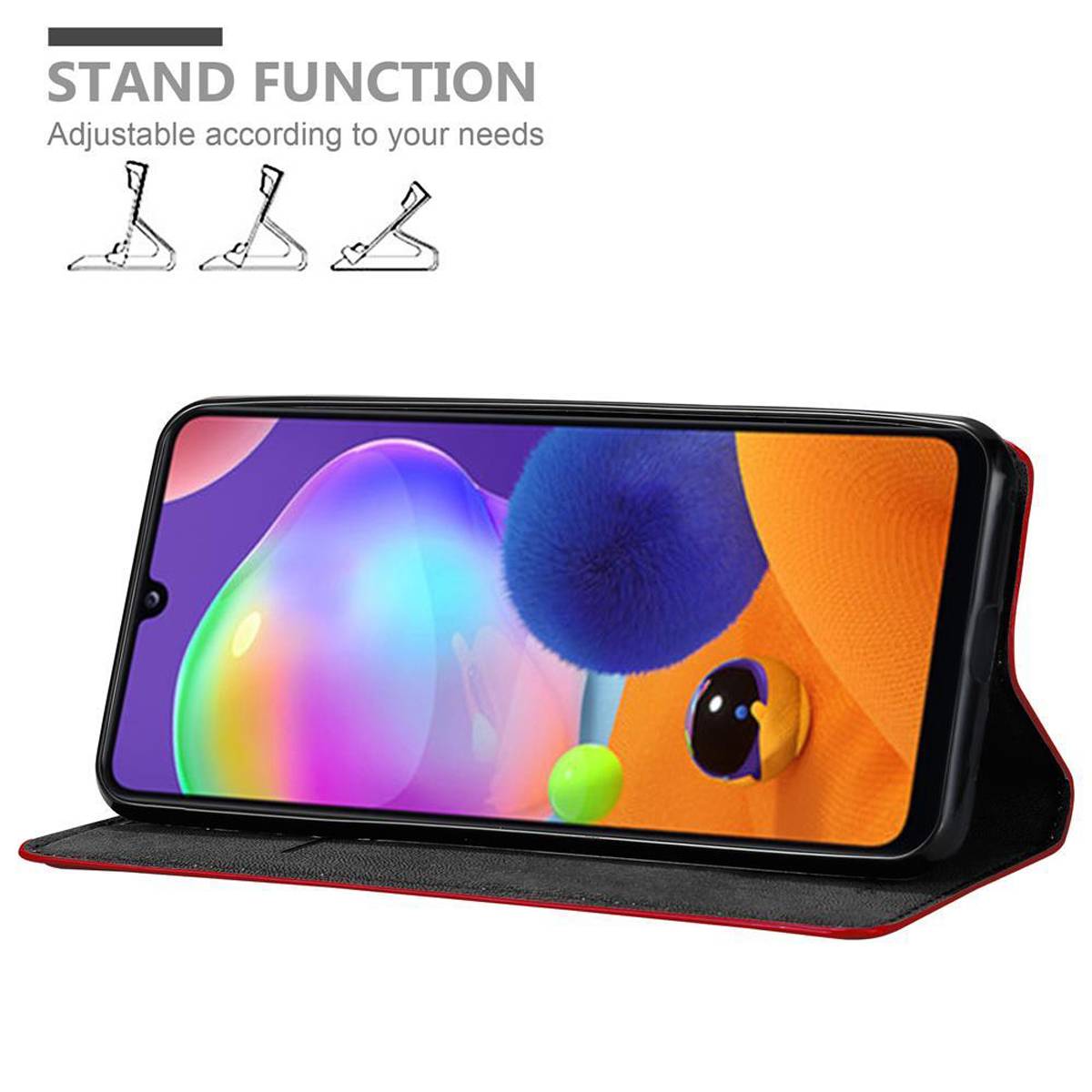 Cadorabo Hülle für Samsung Galaxy A31 Schutz Hülle in Rot Handyhülle Etui Case Cover Magnetverschluss