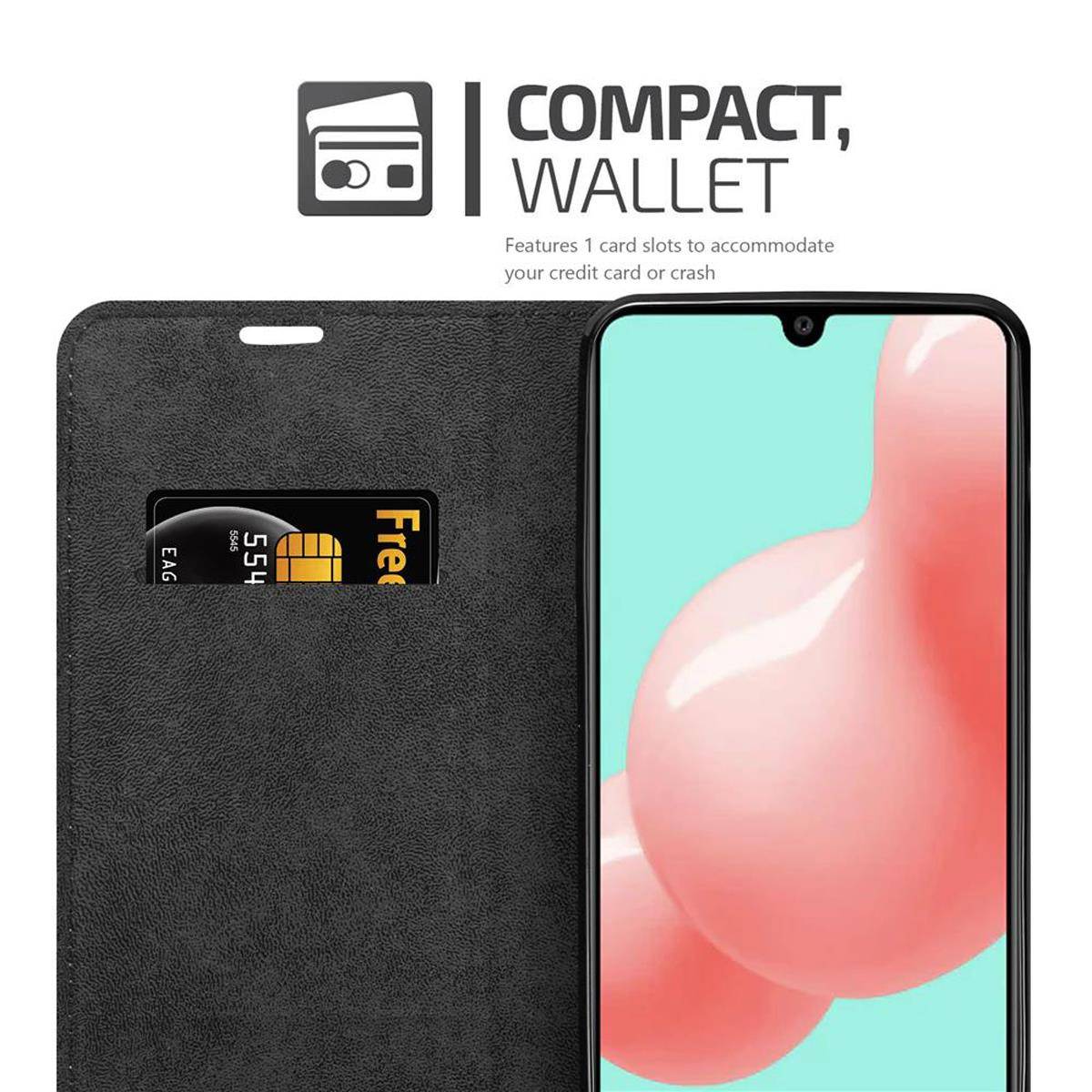 Cadorabo Hülle für Samsung Galaxy A41 Schutz Hülle in Schwarz Handyhülle Etui Case Cover Magnetverschluss