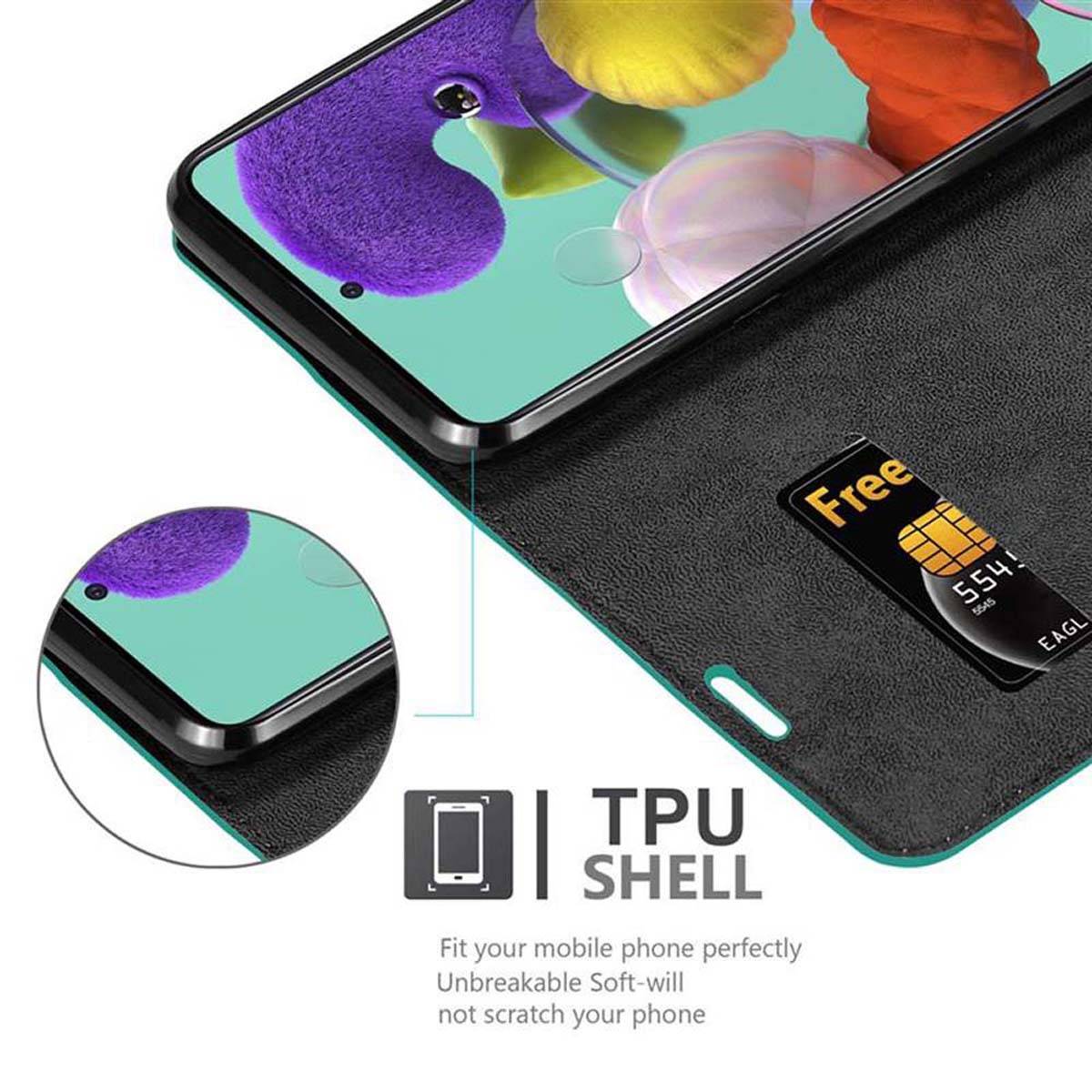 Cadorabo Hülle für Samsung Galaxy A51 4G / M40s Schutz Hülle in Türkis Handyhülle Etui Case Cover Magnetverschluss