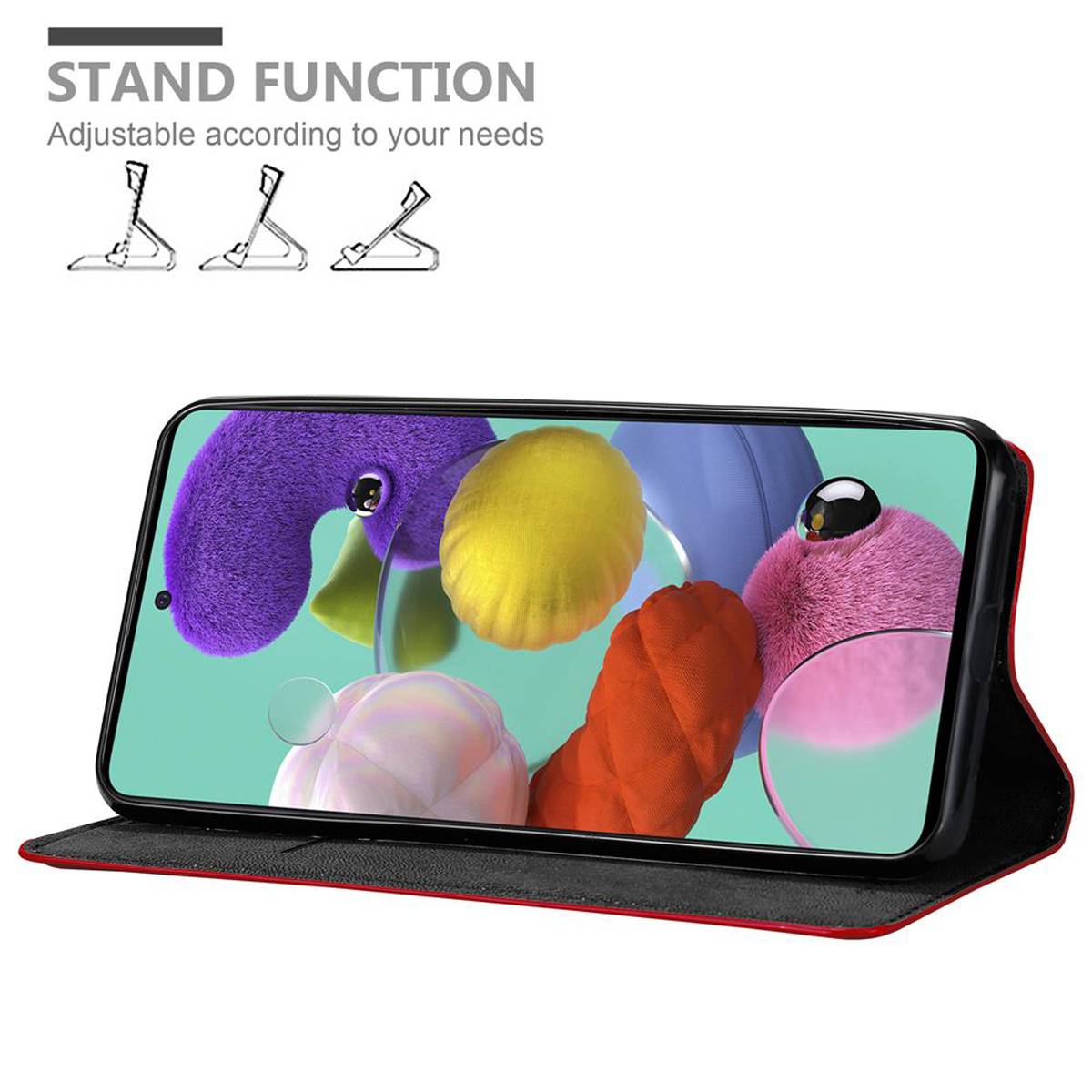 Cadorabo Hülle für Samsung Galaxy A51 5G Schutz Hülle in Rot Handyhülle Etui Case Cover Magnetverschluss