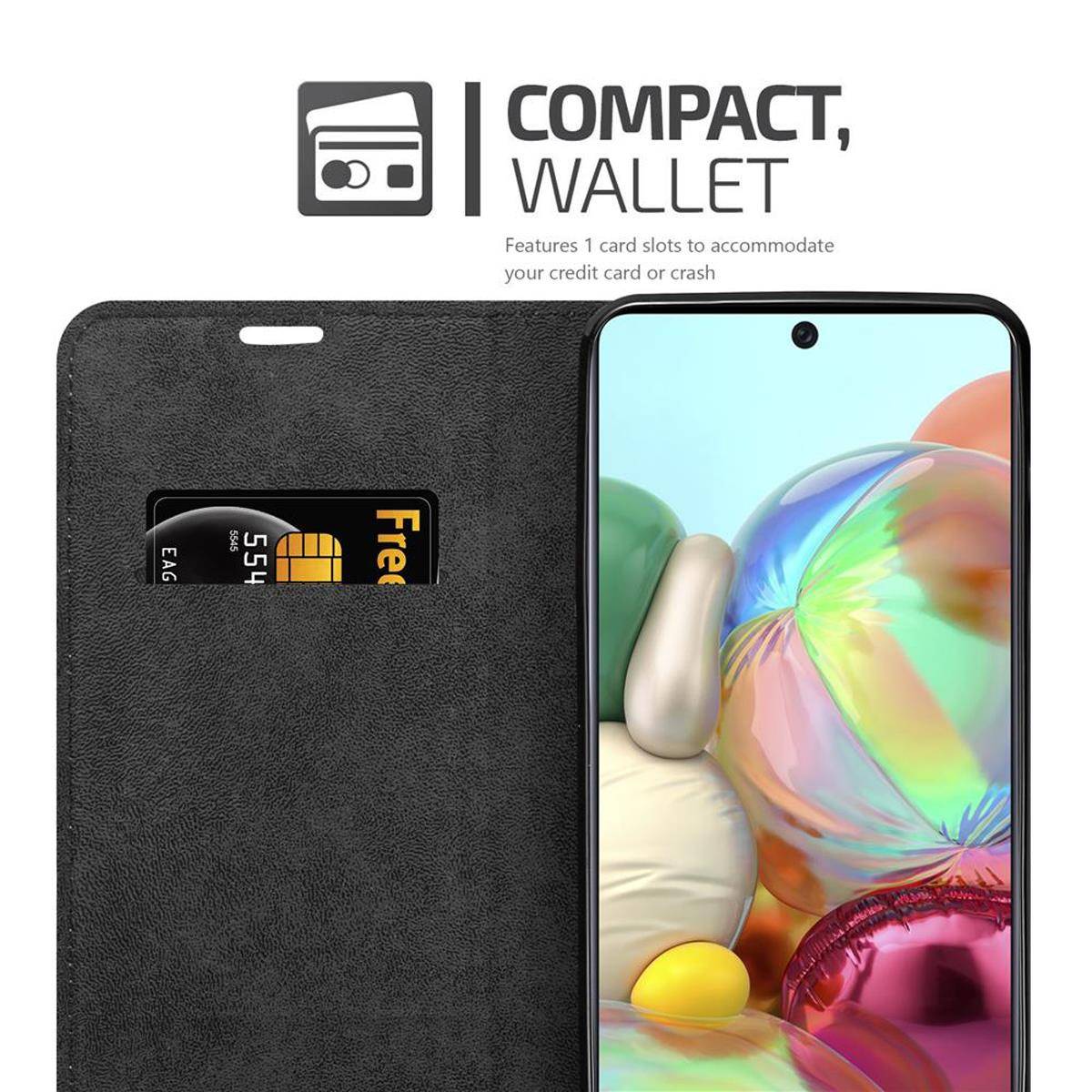 Cadorabo Hülle für Samsung Galaxy A71 5G Schutz Hülle in Schwarz Handyhülle Etui Case Cover Magnetverschluss
