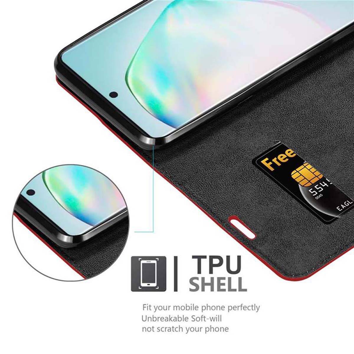 Cadorabo Hülle für Samsung Galaxy A91 / S10 LITE / M80s Schutz Hülle in Rot Handyhülle Etui Case Cover Magnetverschluss