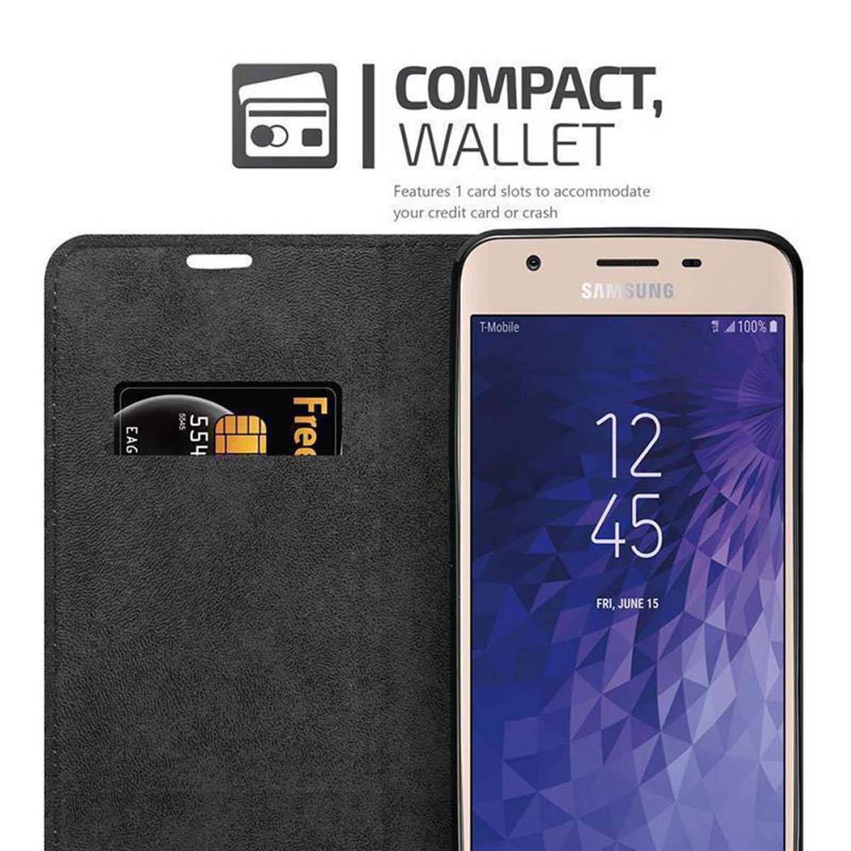 Cadorabo Hülle für Samsung Galaxy J3 2018 Schutz Hülle in Braun Handyhülle Etui Case Cover Magnetverschluss