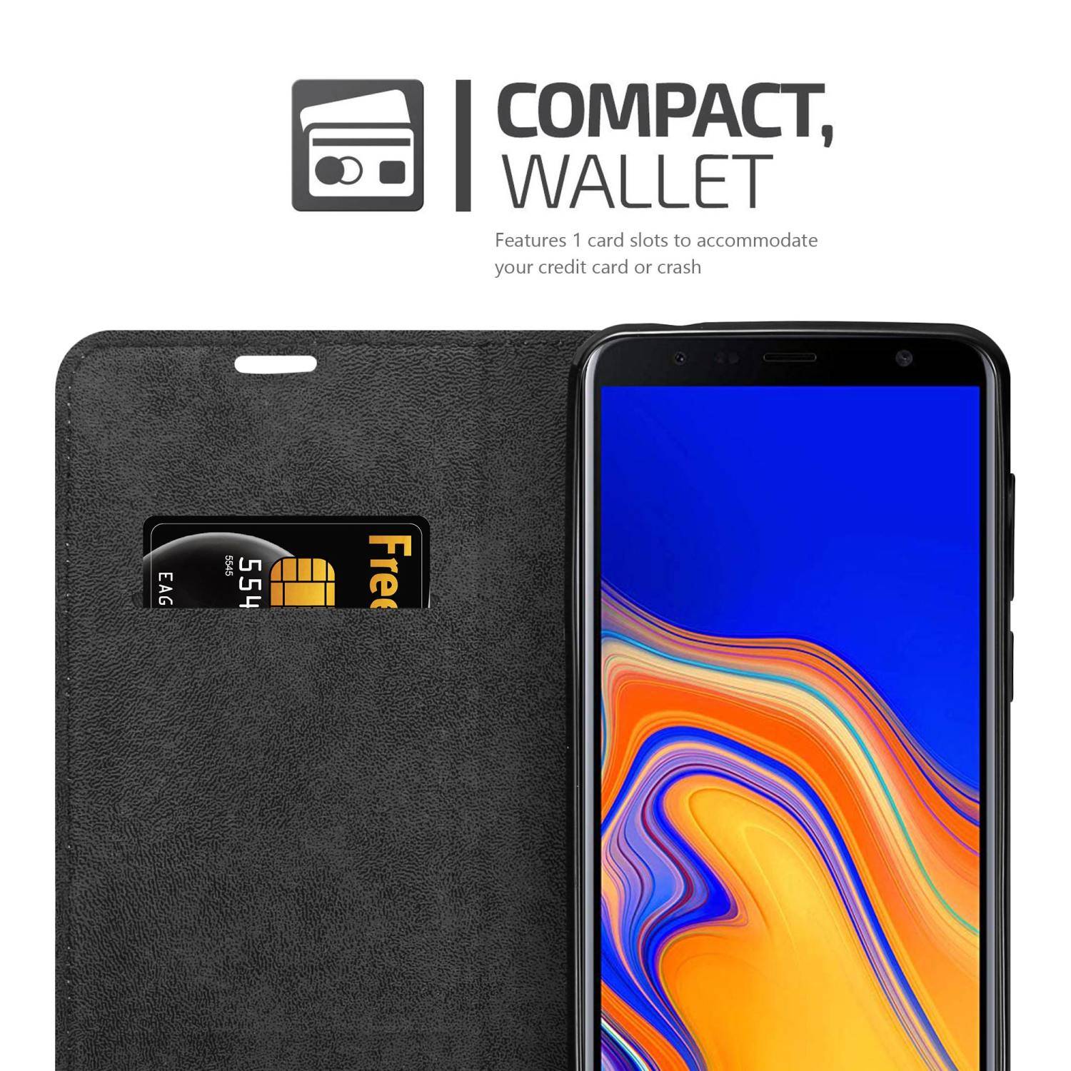 Cadorabo Hülle für Samsung Galaxy J6 PLUS Schutz Hülle in Rot Handyhülle Etui Case Cover Magnetverschluss