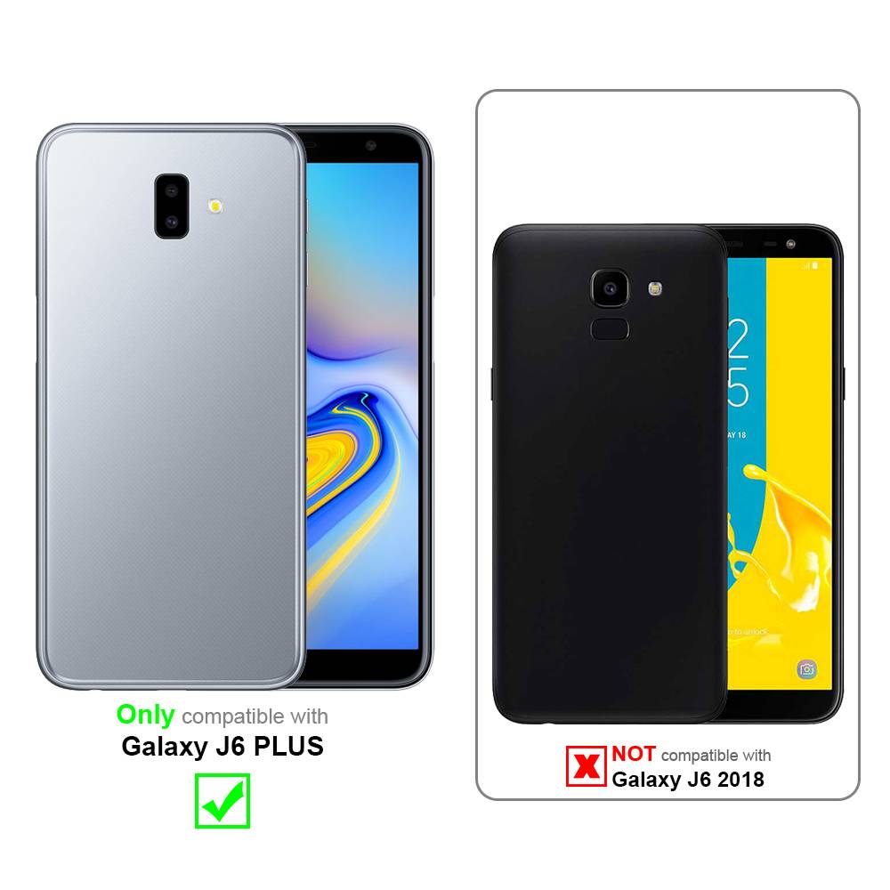 Cadorabo Hülle für Samsung Galaxy J6 PLUS Schutz Hülle in Schwarz Handyhülle Etui Case Cover Magnetverschluss