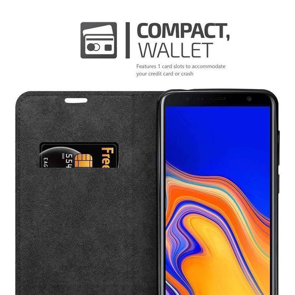 Cadorabo Hülle für Samsung Galaxy J6 PLUS Schutz Hülle in Schwarz Handyhülle Etui Case Cover Magnetverschluss