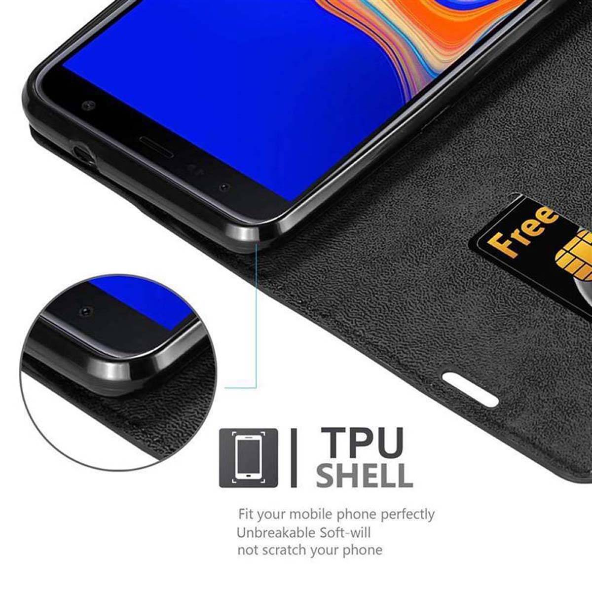 Cadorabo Hülle für Samsung Galaxy J6 PLUS Schutz Hülle in Schwarz Handyhülle Etui Case Cover Magnetverschluss