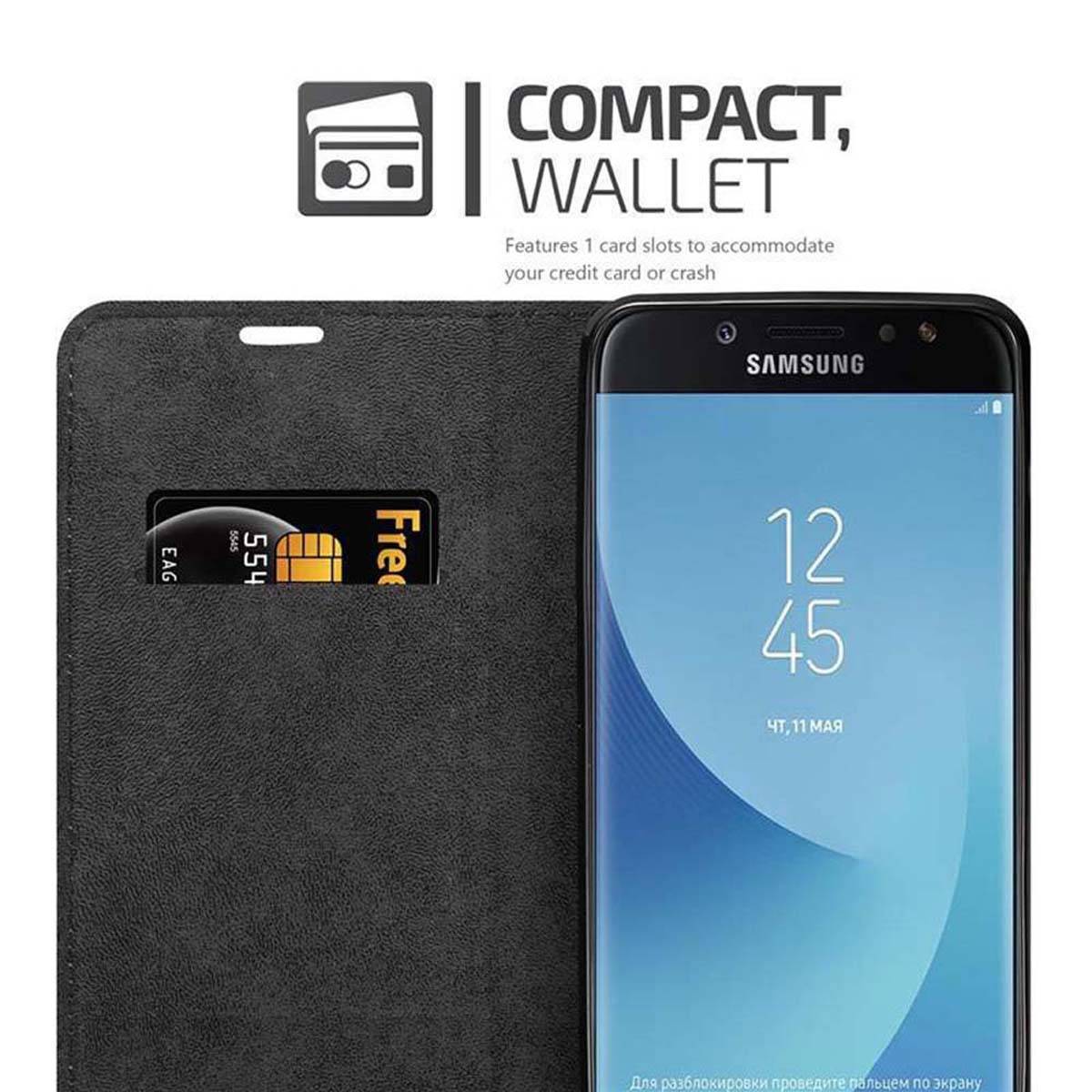 Cadorabo Hülle für Samsung Galaxy J7 2018 Schutz Hülle in Braun Handyhülle Etui Case Cover Magnetverschluss